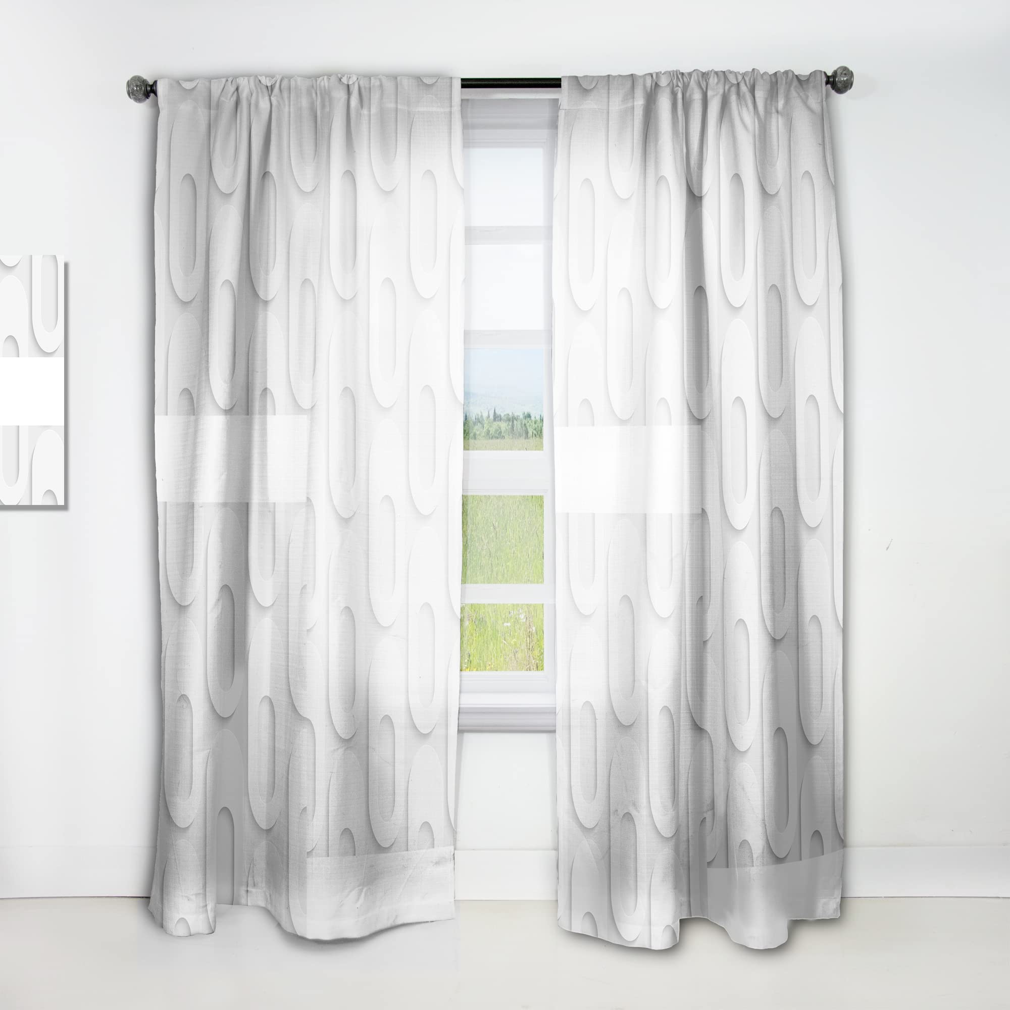 DesignQ Thermal Insulated Curtains - Curved Shape Pattern Single Panel (52x108) for Bedroom & Living Room | Blackout Drapes for Privacy & Energy Efficiency