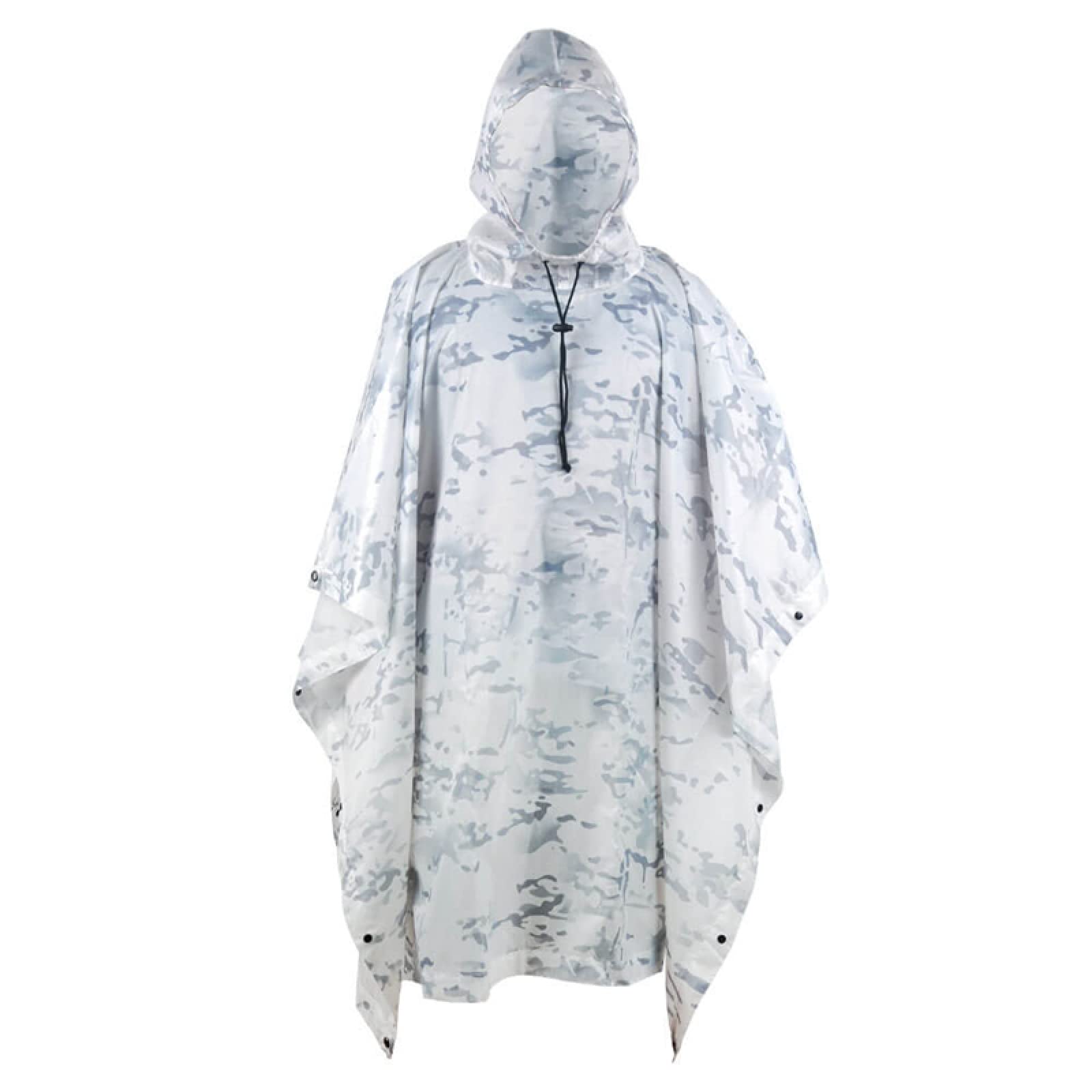 Waterproof Rain Poncho for Outdoor Camping & Hiking - Lightweight Reusable Rainwear with Hood - Snow Camo Design - Perfect for Travel, Festivals & Emergency Weather Protection (One Size)