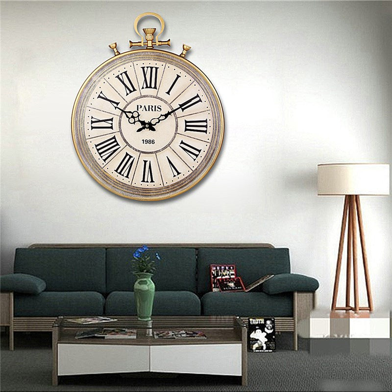 Charminer Silent Quartz Wall Clock - Retro Roman Numerals, Large Black Ornate Clock for Living Room Decor | Perfect for Home, Office & Vintage Style Interiors