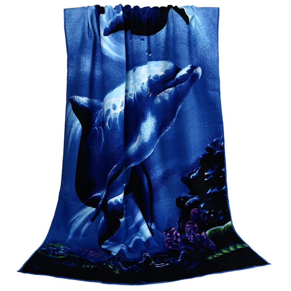BESPORTBLE Oversized Quick Dry Beach Towel - Large Bath & Spa Wrap Towel for Adults, Soft & Absorbent Couple Dolphins Design - Perfect for Pool, Beach, Yoga & Travel