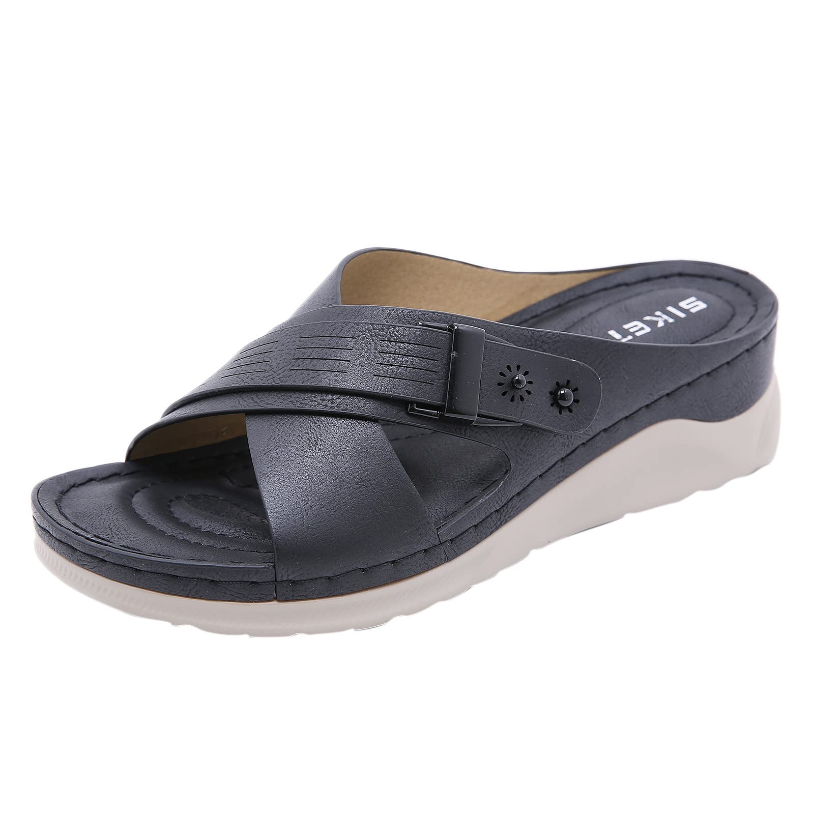 Women's Comfy Strappy Sandals - Cute Bohemian Beach Wedges & Casual Slippers | Fashionable Summer Shoes for Walking, Travel & Outdoor Activities