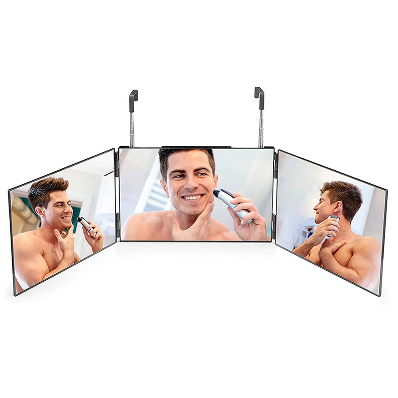 360° Adjustable Self Hair Cutting Mirror - 3-Way Vanity Makeup Mirror with Anti-Glare & Height Adjustment | Perfect for Home Haircuts, Salon Styling & DIY Grooming