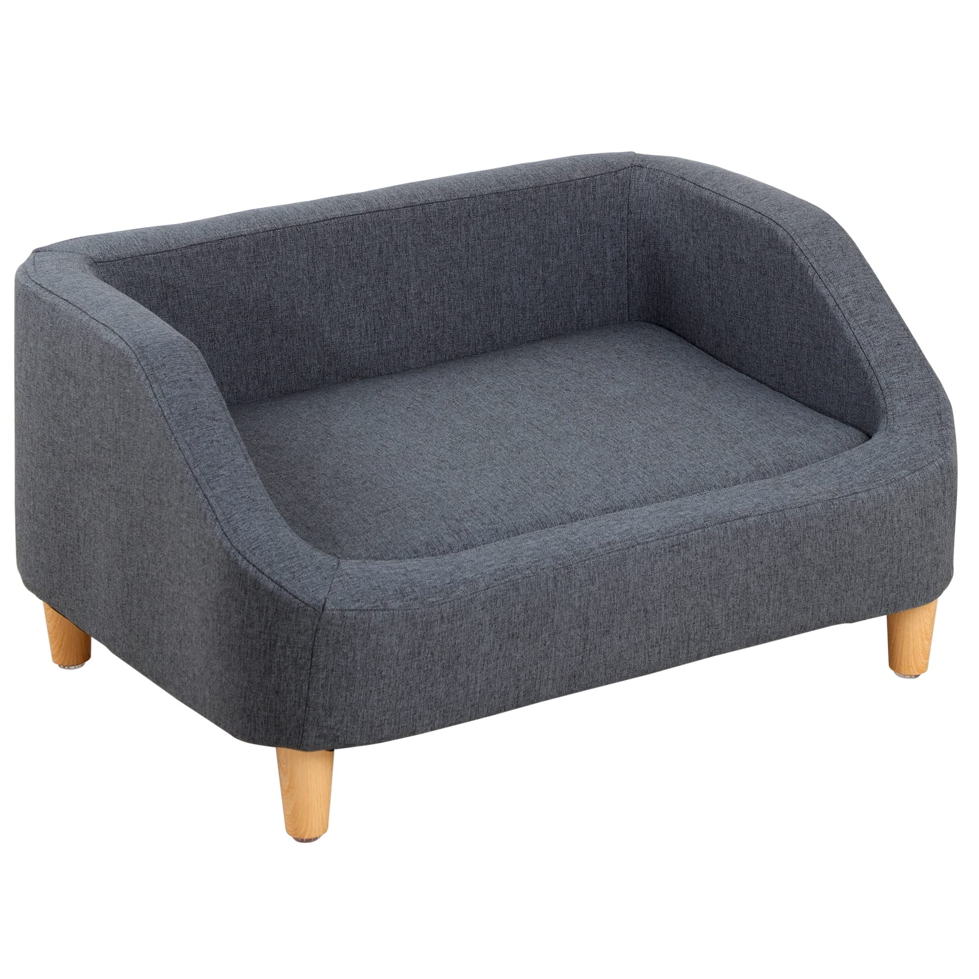 Premium Gray Pet Sofa for Dogs & Cats - Washable Removable Cushion, Wooden Legs - Cozy Pet Bed for Living Room, Bedroom, or Office - Durable Rectangle Design for Small to Medium Pets