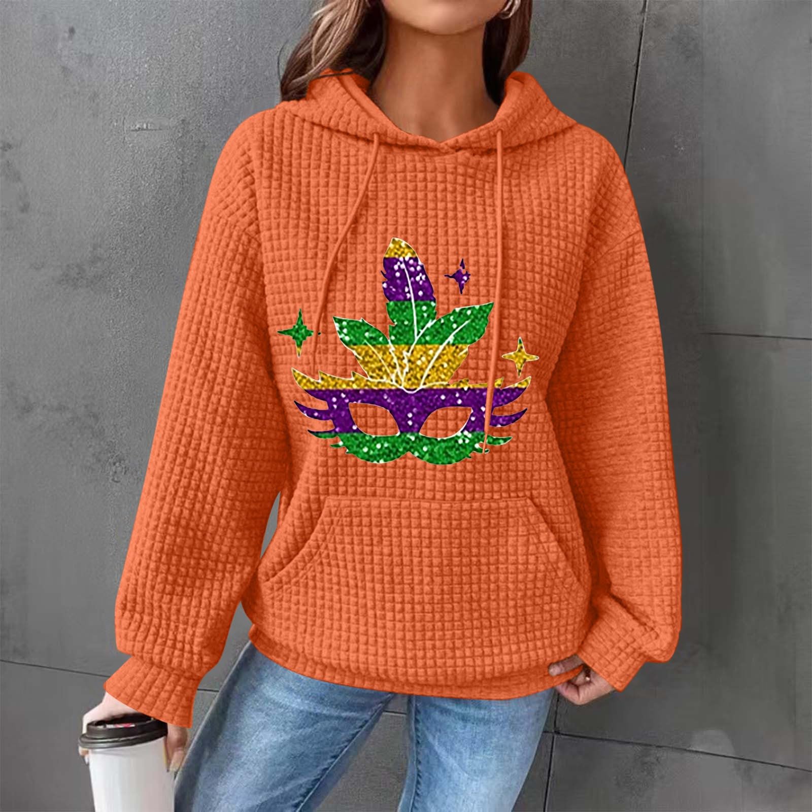 2025 Mardi Gras Shirts for Women - Sparkly Sequin Printed Long Sleeve Casual Pullover Sweatshirt | Festival Wear, Costume Party & Holiday Celebration Outfit