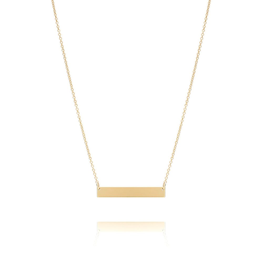 10k Solid Yellow Gold Personalized Bar Monogram Nameplate Necklace - Perfect for Gifts, Anniversaries & Everyday Elegance