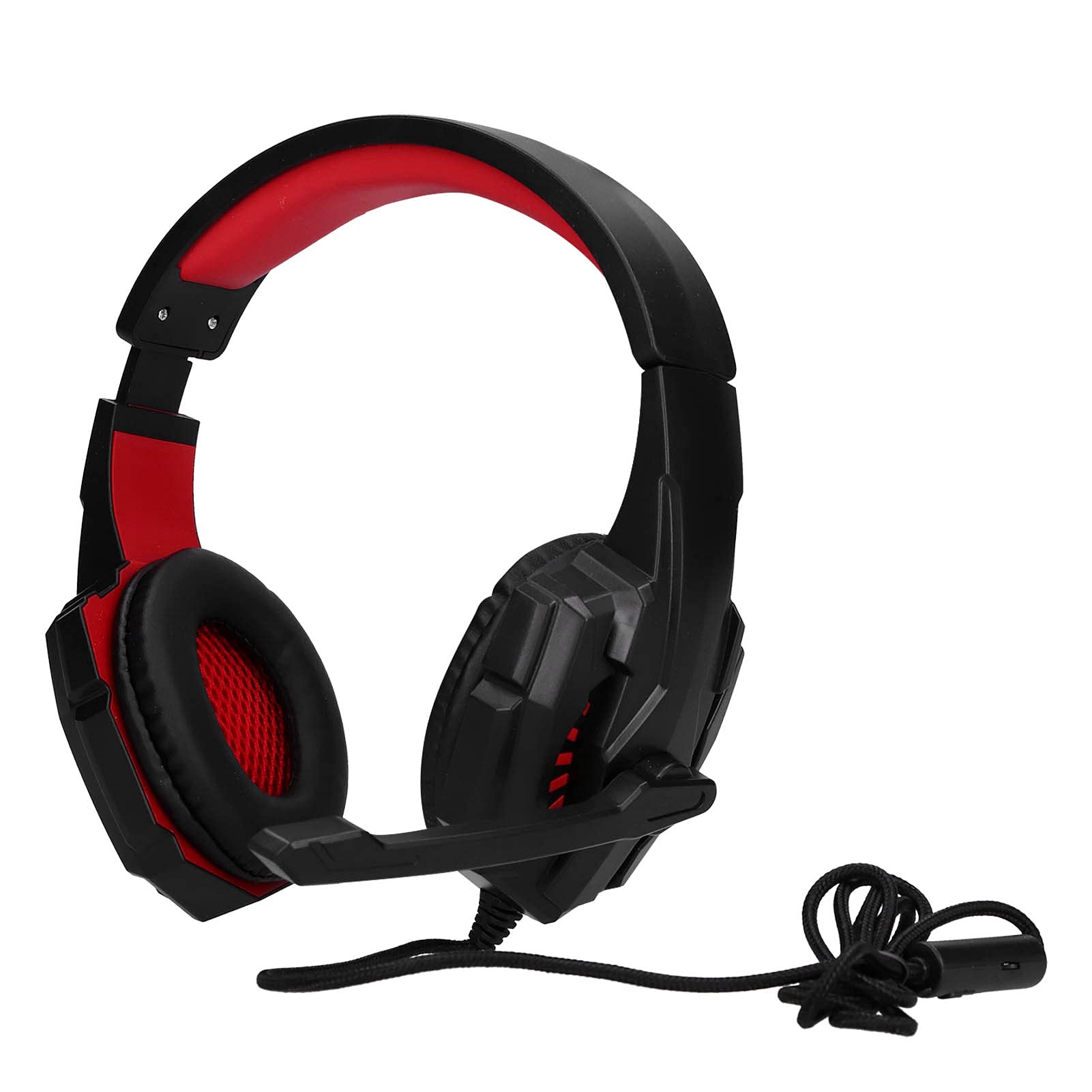Pinsofy Wired Gaming Headset with 3.5mm Audio Jack - Professional Over-Ear Headphones for PC, PS4, Xbox, Mobile - Noise Cancelling for Movies, Music & Games (Red) - Perfect for Streaming, Office Work & Online Classes