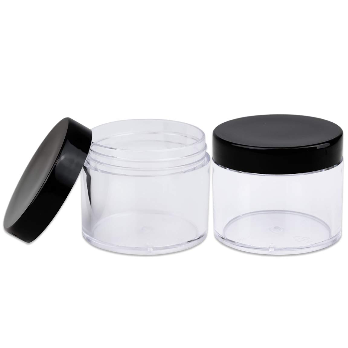 Beauticom 60 Grams/60 ML (2 Oz) Round Clear Leak Proof Plastic Jars with Black Lids - Travel-Friendly Cosmetic Containers for Makeup, Lotion, Creams, Oils & Salves - Perfect for Home, Salon & DIY Projects (Pack of 384)