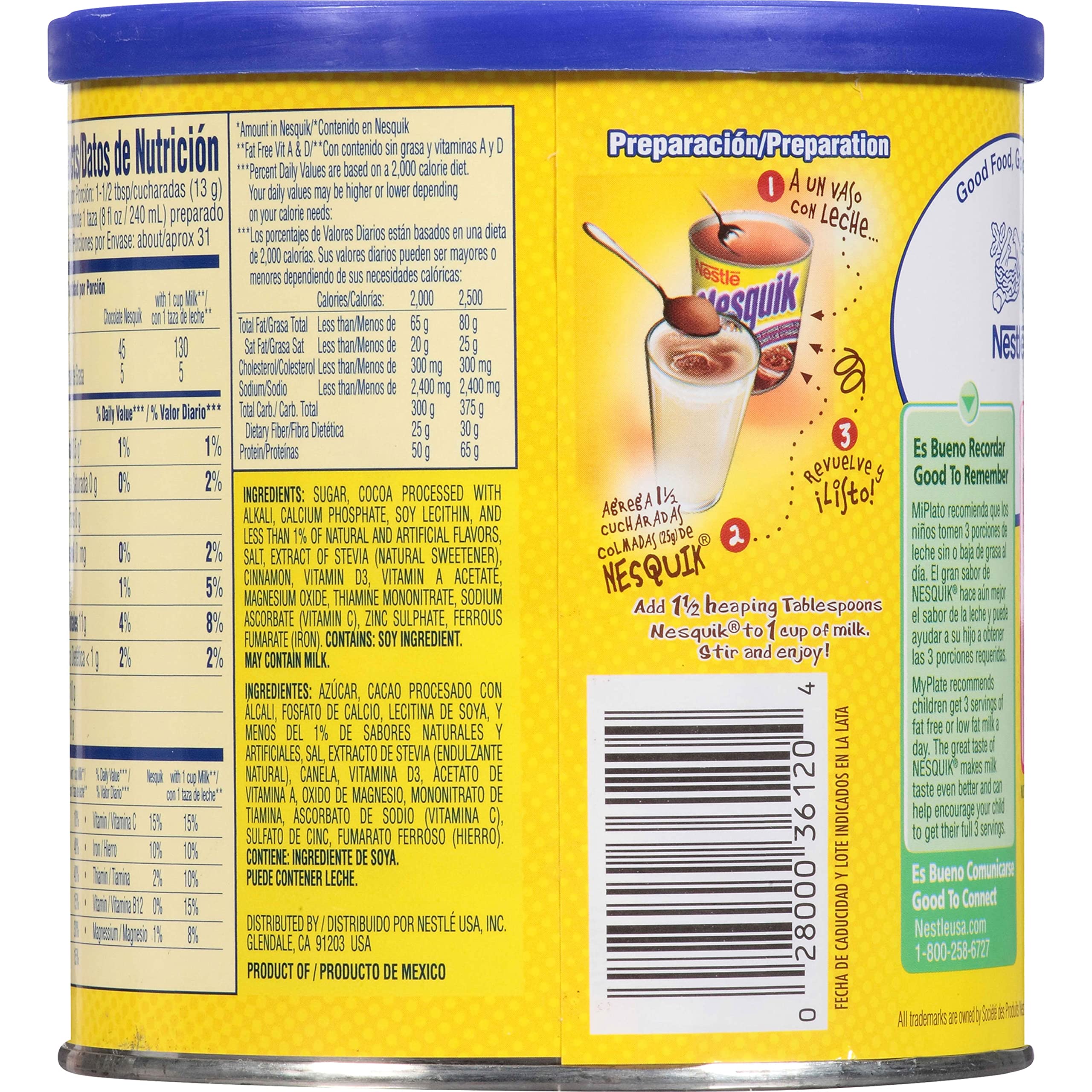 NESQUIK Chocolate Flavored Powder 14.1 oz (400g) Canister - Delicious Chocolate Milk Mix for Kids & Adults - Perfect for Breakfast, Snacks & Baking