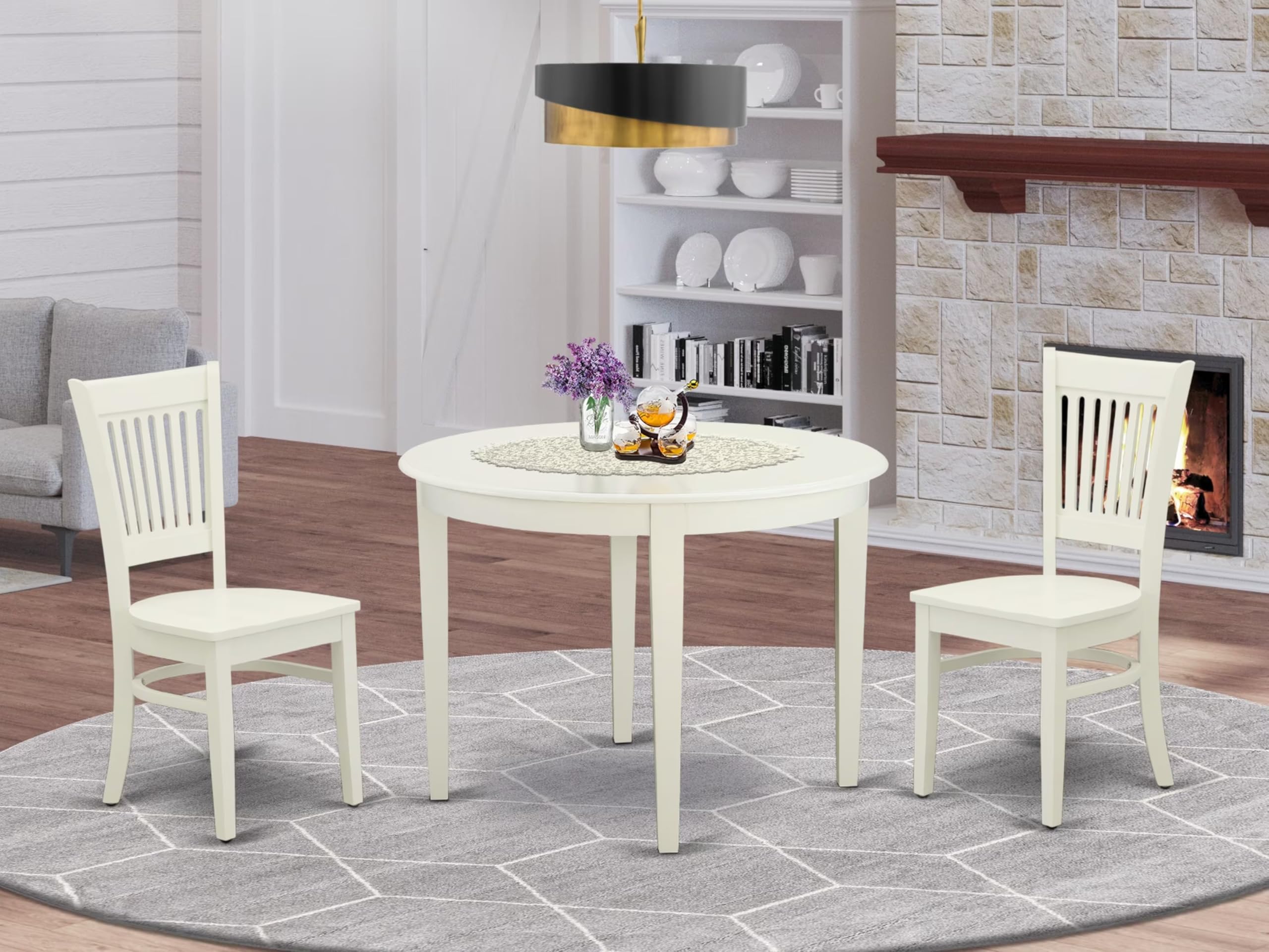 East West Furniture BOVA3-LWH-W 3-Piece Modern Dining Set - 42