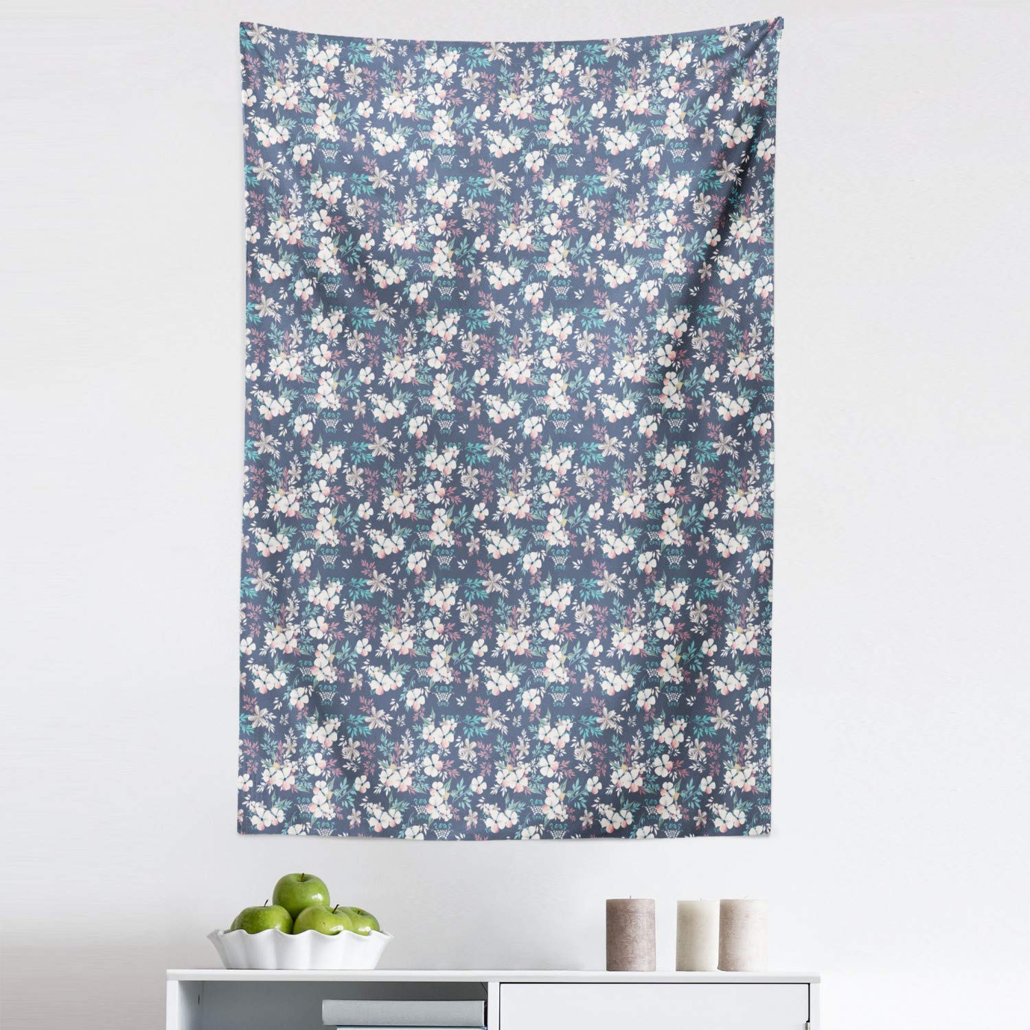 Ambesonne Floral Tapestry Wall Hanging - Soft Tone Leaves Spring Romance Print Fabric Decor for Bedroom, Living Room, Dorm (30
