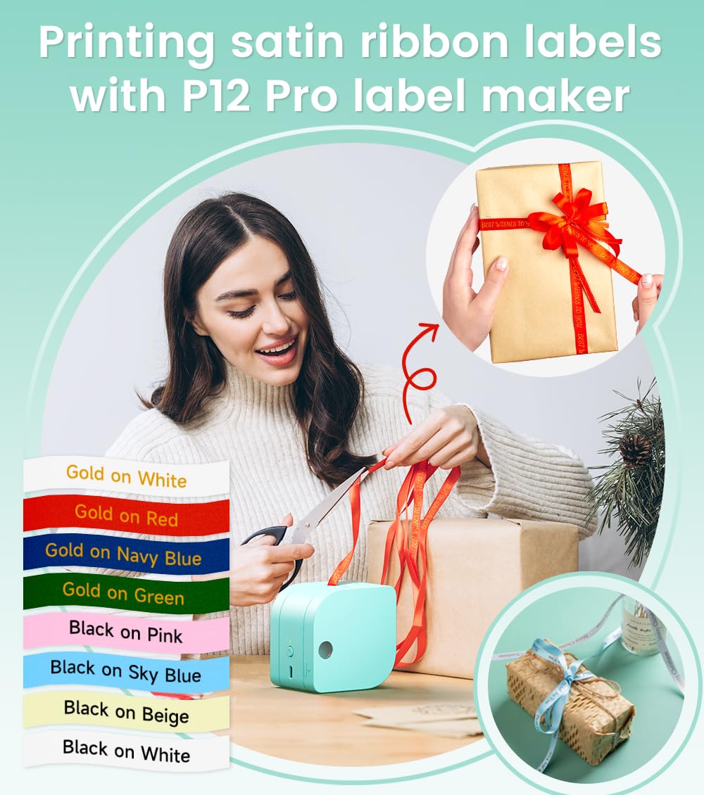 Phomemo P12 PRO Bluetooth Label Maker Machine with Tape - Mini Thermal Label Printer for Home Office Organization, Rechargeable Handheld Labeler for Phone, iPad & Smart Devices | Perfect for Organizing Files, Pantry, School Supplies & Craft Projects