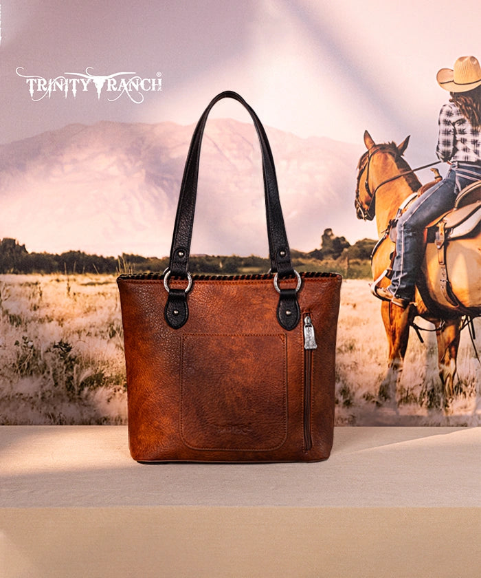 Trinity Ranch Floral Tooled Concealed Carry Tote Bag Set - Stylish Leather Purse with Hidden Gun Compartment for Women | Perfect for Everyday Carry, Travel & Outdoor Adventures