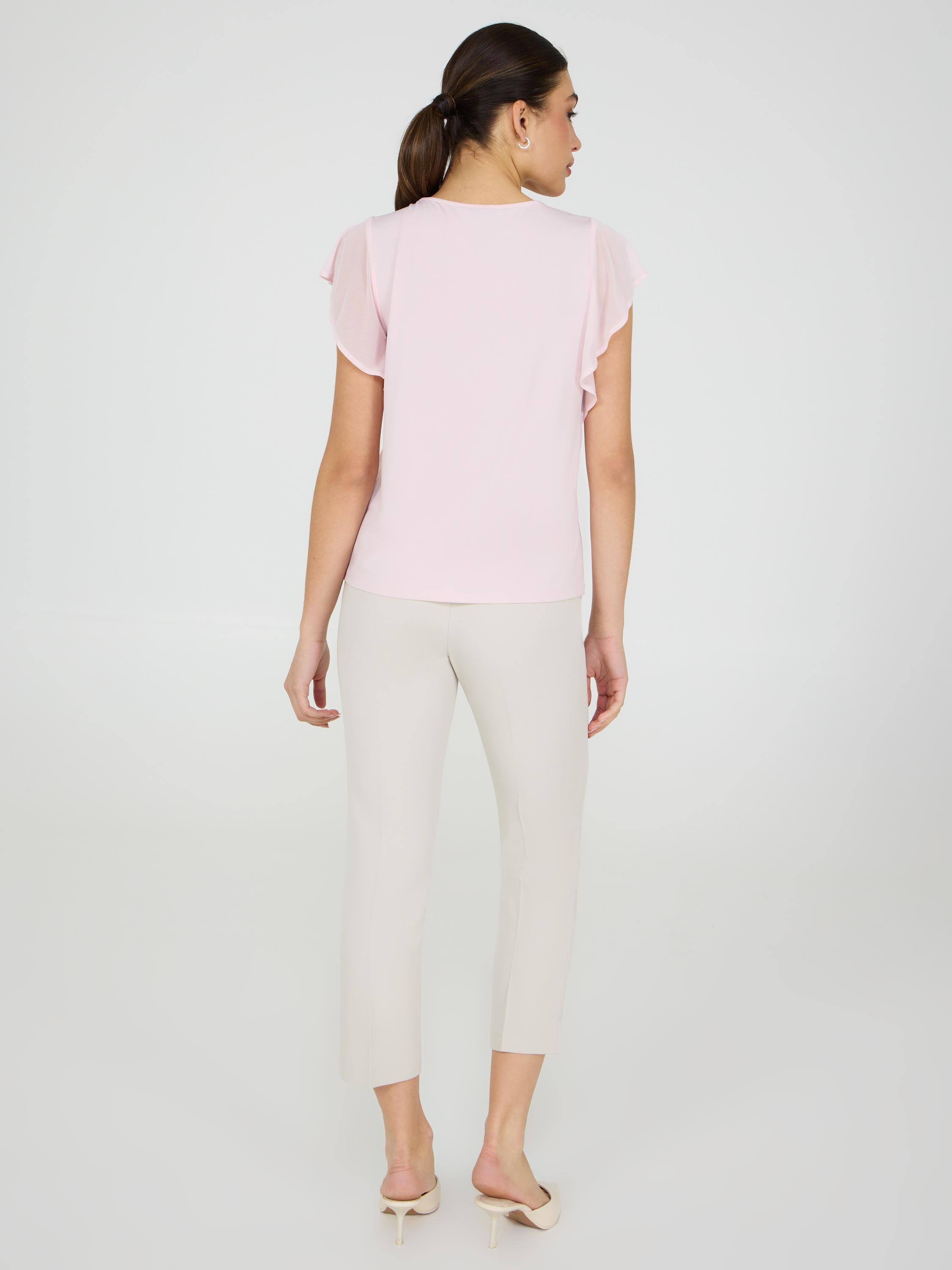 Women's Mesh Flutter Sleeve Top - Breathable Loose Fit Blouse for Summer, Beach & Casual Outings