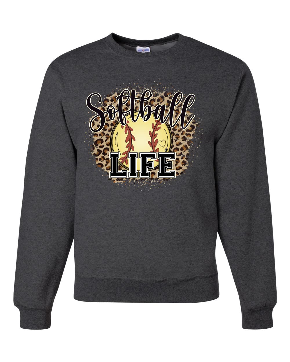 Wild Bobby Softball Life Animal Print Graphic Sweatshirt - Unisex Crewneck Pullover for Girls & Boys - Perfect for Sports, School & Casual Wear