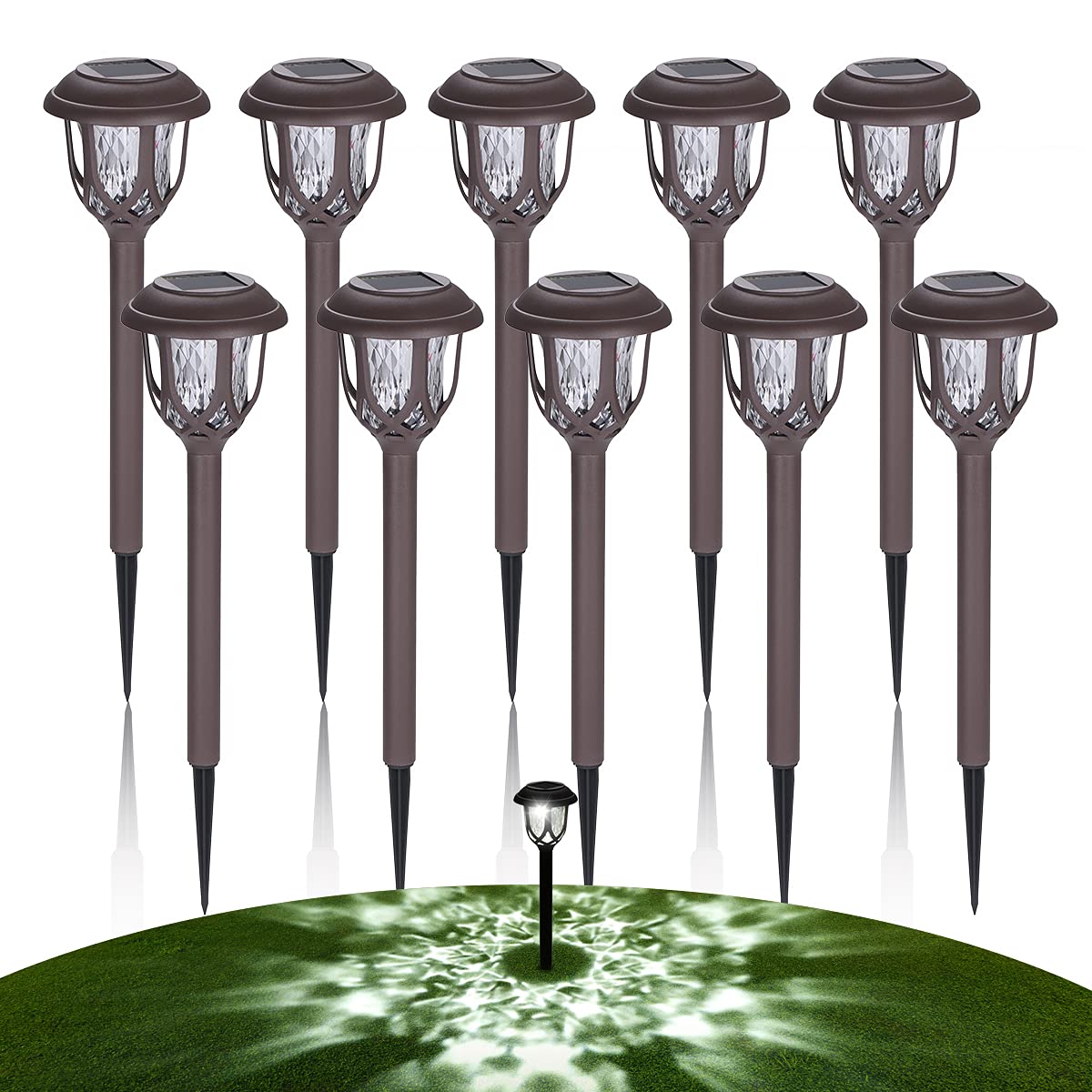 10 Pack Waterproof Solar Pathway Lights Outdoor - Auto On/Off Cool White Solar Walkway Lights for Yard, Patio, Garden & Landscape | Perfect for Driveways, Walkways & Outdoor Decor