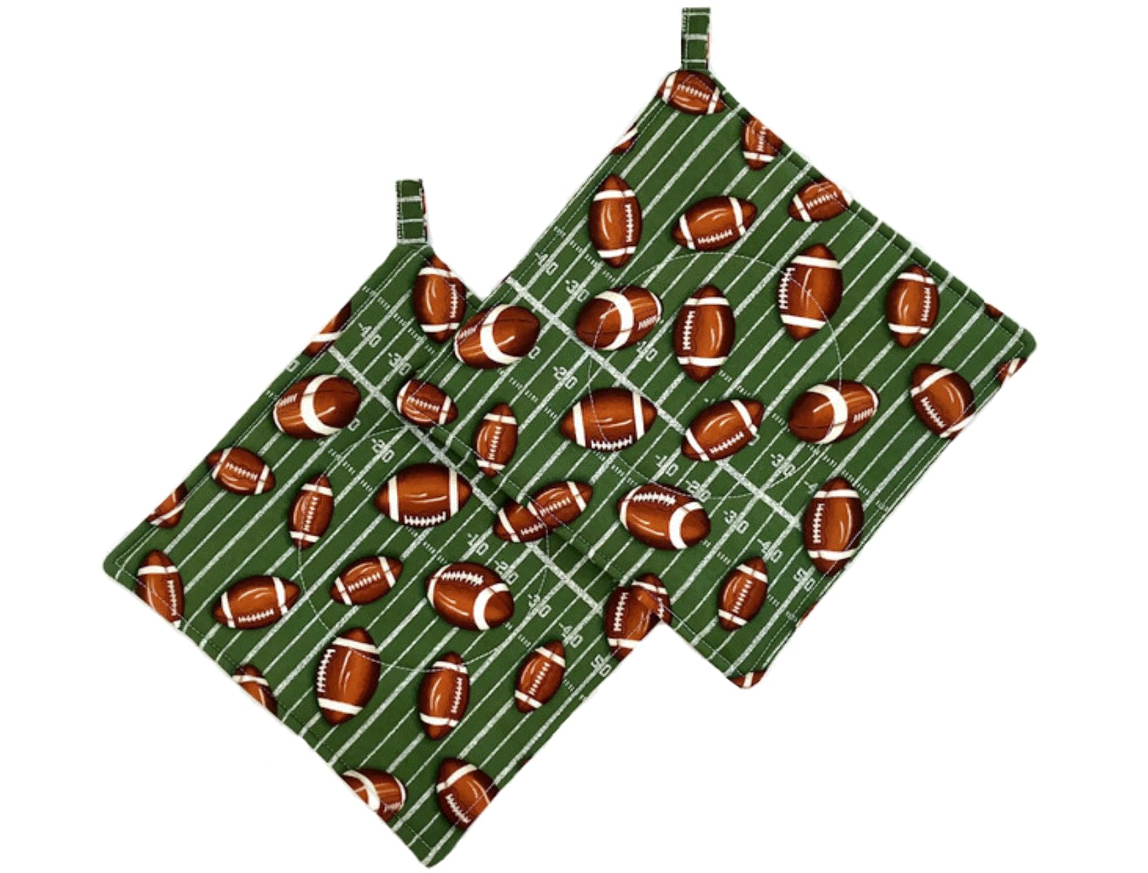 Premium 8x8 Inch Football-Themed Pot Holders Set of 2 - Heat Resistant Kitchen Hot Pads for Cooking, Baking & Serving - Perfect for Game Day Parties & Sports Fans