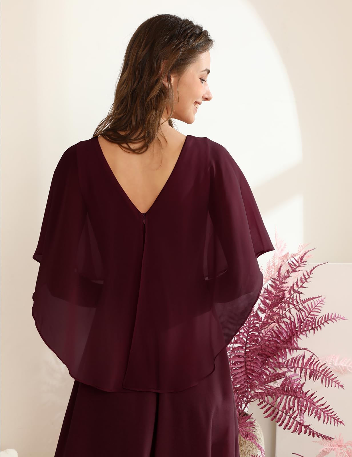 Elegant Women's Sleeveless Chiffon Cape Cocktail Dress for Wedding Guest, Formal Party & Special Occasions