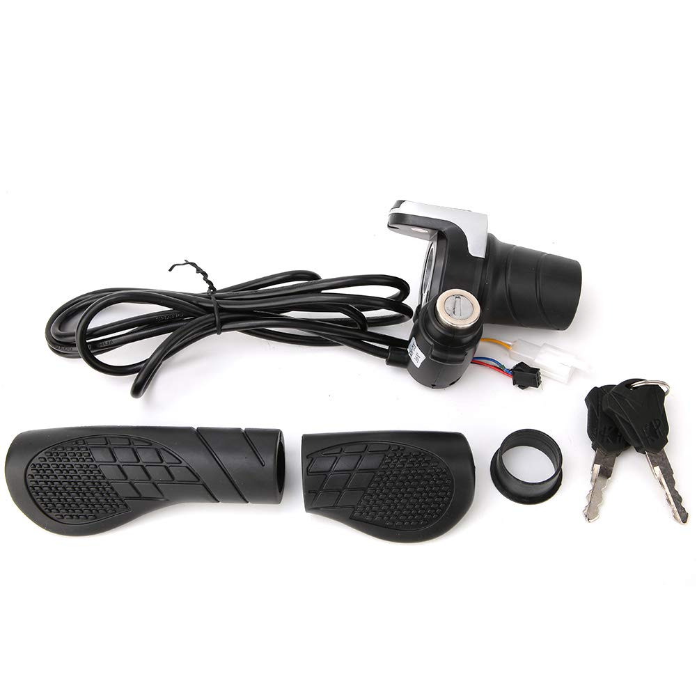 Uxsiya 36V Electric Bike Throttle - Black Wear-Resistant Grip with 1.6m Cable & Power Display for 22-22.8mm Handlebar | Perfect for E-Bike Commuting, Mountain Biking & Urban Riding
