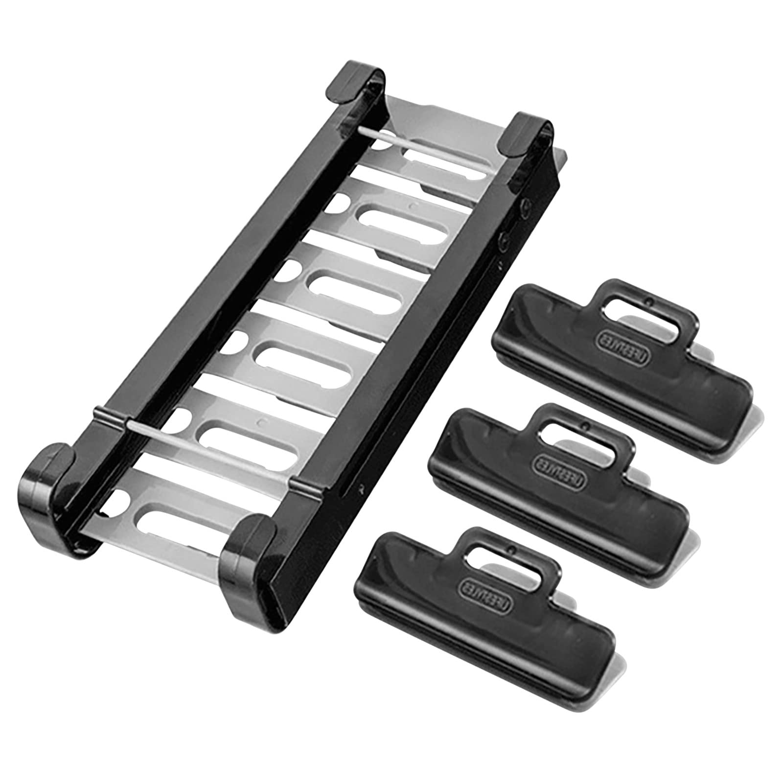 **Expandable Refrigerator Storage Rack - Ziplock Bag Organizer, Hanging Clip & Slide Rail for Vacuum Sealed Food - Compatible with Food Sealer Machines (Black, One Size) - Perfect for Meal Prep & Kitchen Organization**