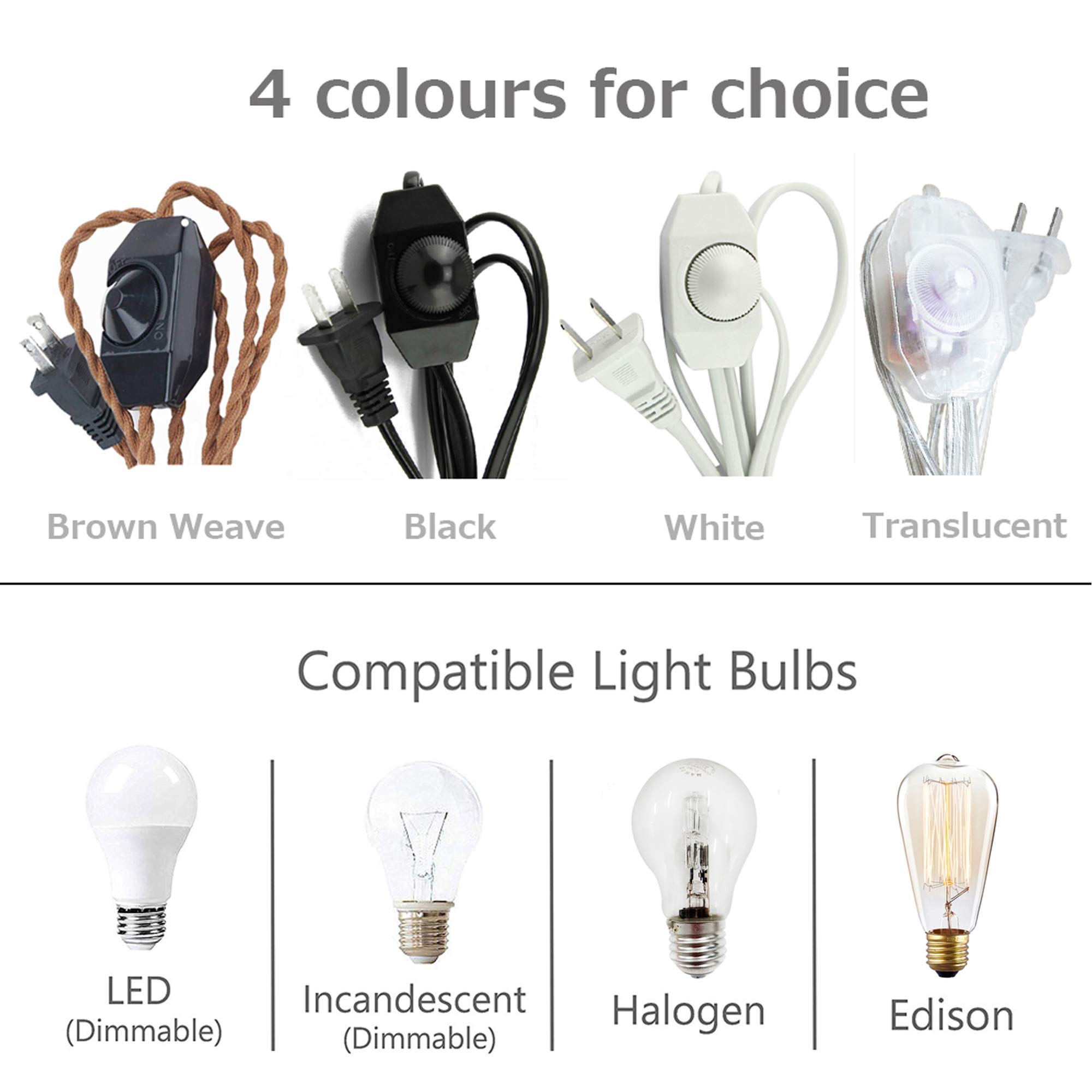 Adjustable Wall Sconce with UL Plug-in Cord - Dimmable E26 Bronze Base Reading Light with Rotating Switch & Yellow Glass Shade - Perfect for Bedroom, Hallway, Kitchen Island, and Bathroom Lighting