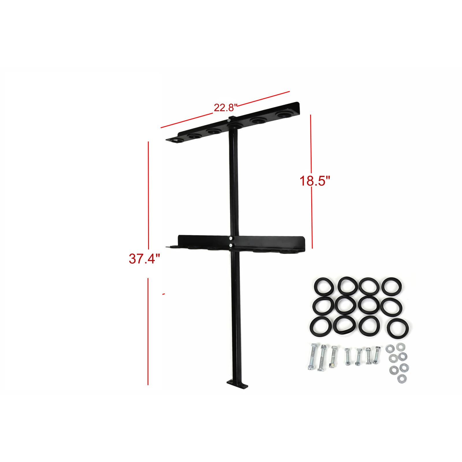 6-Hole Black Powder Coated Hand Tool Rack for Truck & Open Trailers - Heavy Duty Landscape Tool Organizer with Rubber Grommets & Mounting Hardware - Perfect for Construction, Farming & Outdoor Work