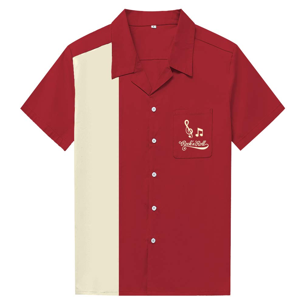 Vintage 1950s Men's Short Sleeve Cotton Button-Down Shirt - Retro Bowling & Casual Style for Everyday Wear, Parties, and Themed Events