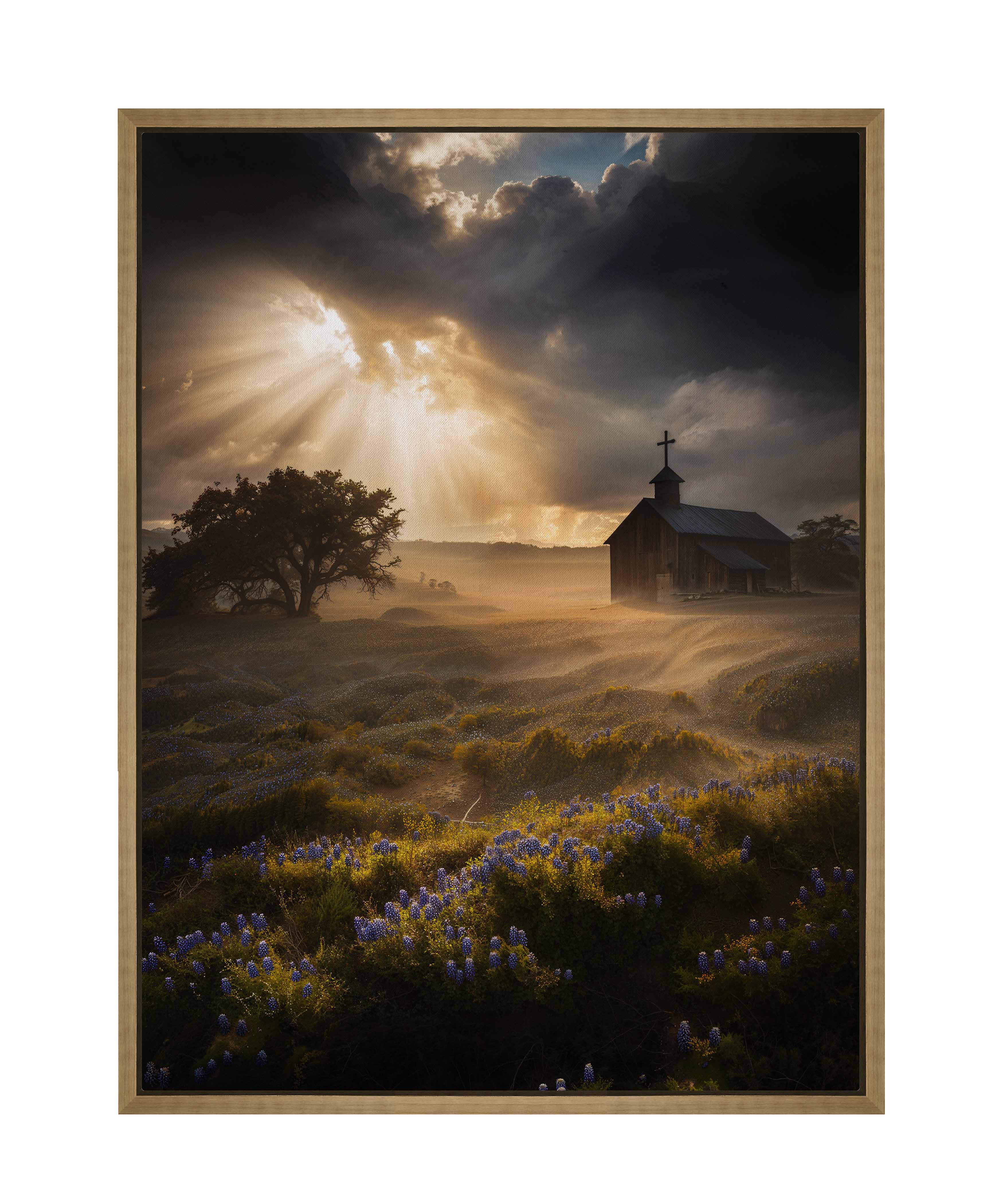 Celestial Rays Over Lone Star Land II - Stunning Galaxy Space Art Print on Gallery Wrapped Canvas - Perfect for Living Room, Bedroom & Office Wall Decor