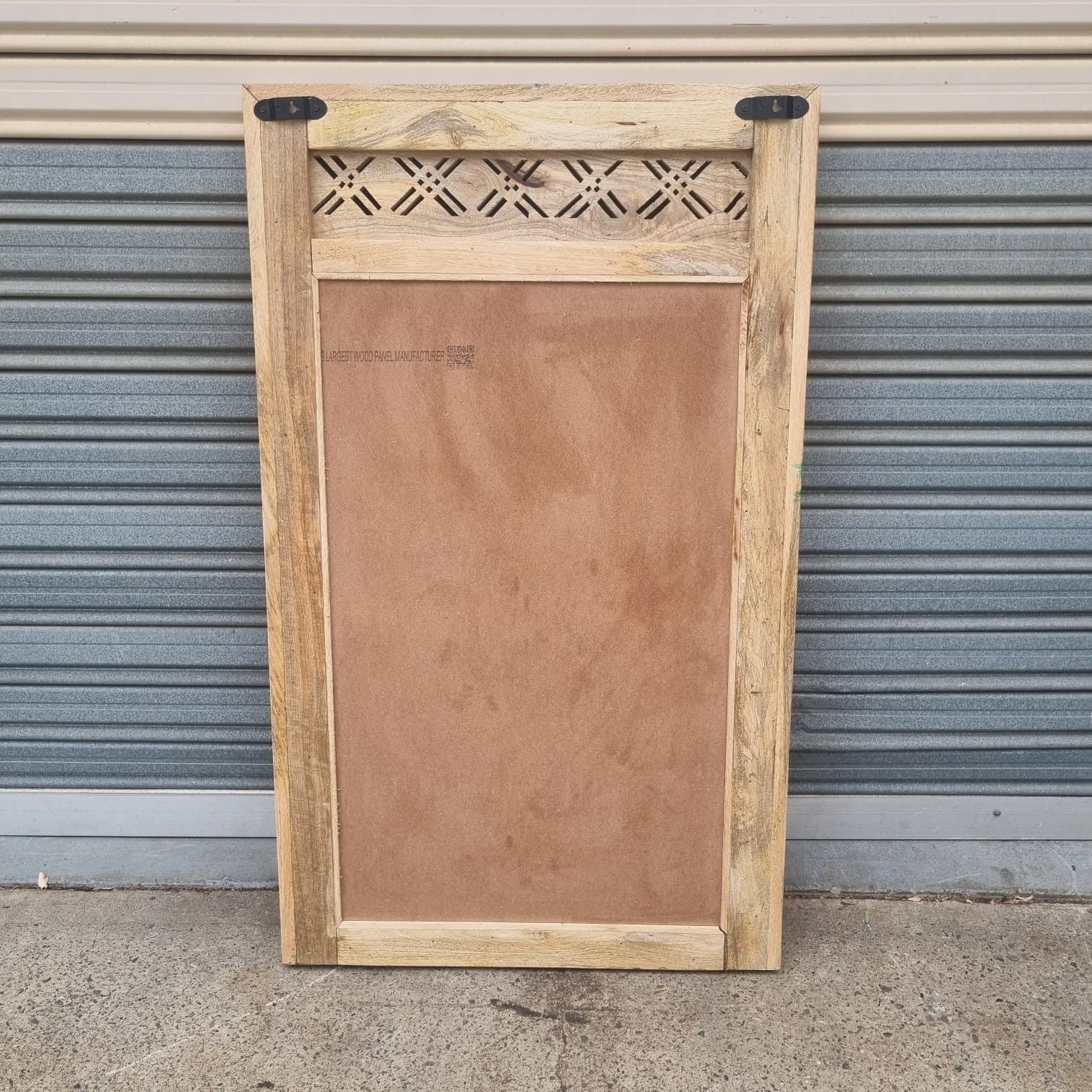 Handmade Carved Solid Wood Indian Furniture Mirror Frame - Rustic White Finish - 59