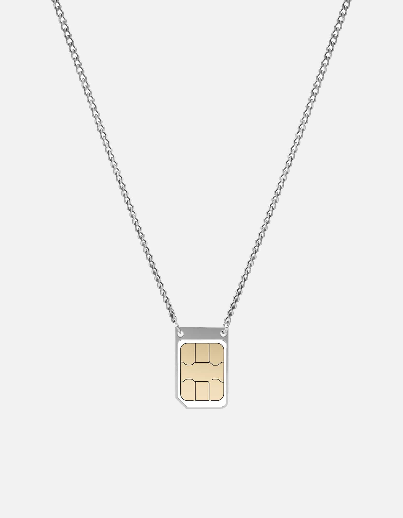 Sterling Silver SIM Card Necklace - Elegant Jewelry for Travelers & Tech Enthusiasts | Perfect Gift for Frequent Flyers & Digital Nomads