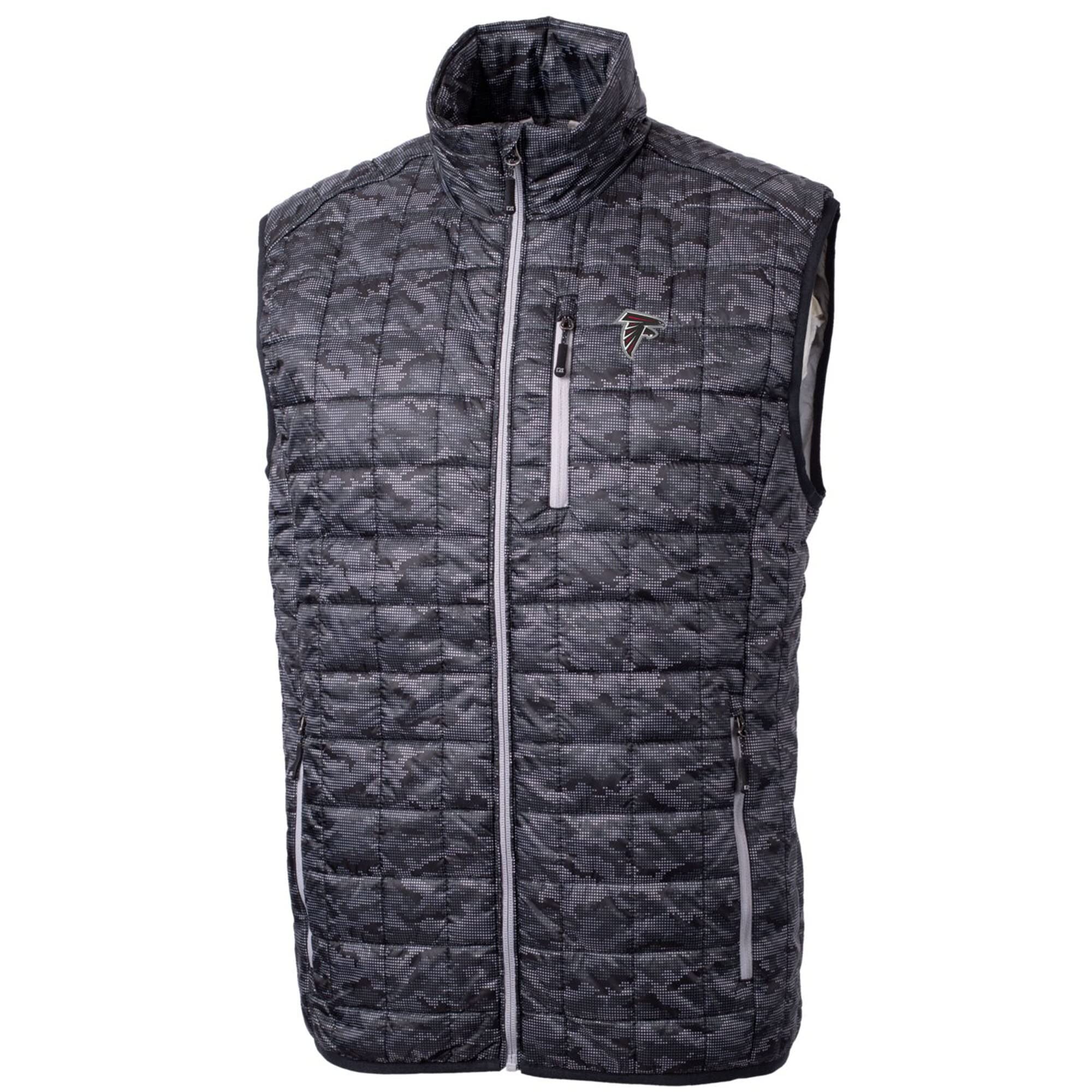 Cutter & Buck Men's NFL Rainier Printed Full-Zip Puffer Vest - Lightweight Insulated Jacket for Football Fans, Outdoor Activities & Cold Weather Layering
