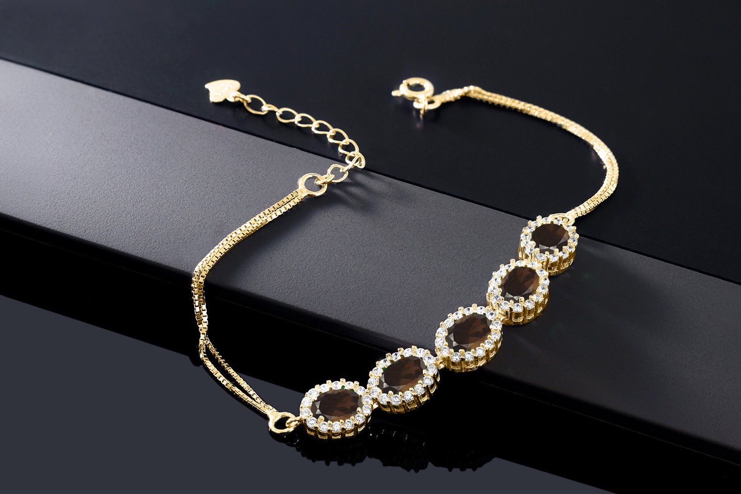 7X5MM Oval Cut Gemstone Birthstone Tennis Bracelet for Women - 18K Yellow Gold Plated Sterling Silver | 7 Inch with 1.5 Inch Extender | Fine Jewelry Gift for Mom, Wife, Her | Perfect for Birthdays, Anniversaries & Special Occasions