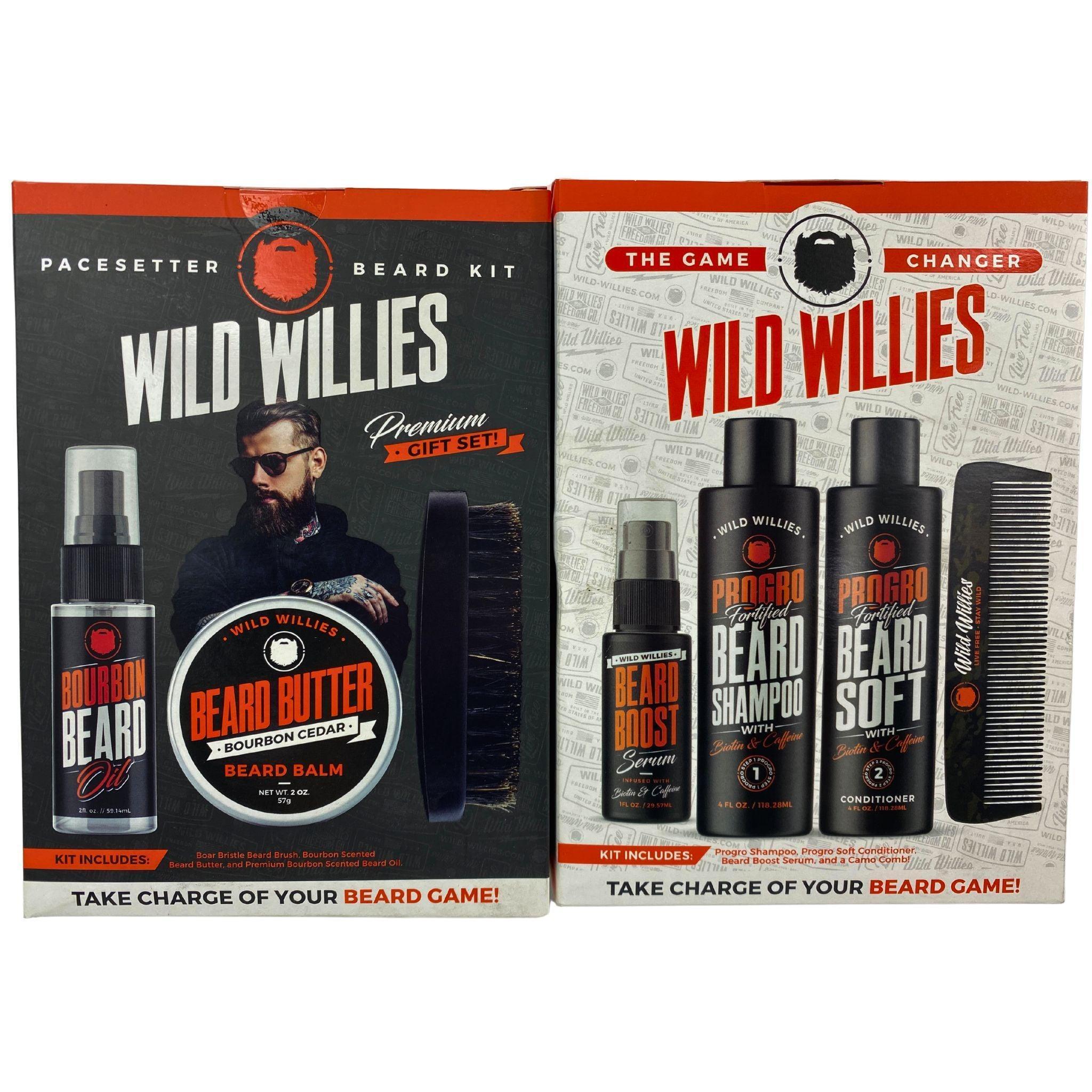 Wild Willies Beard Care Kit - 30 Pcs Premium Beard Grooming Set with Oil, Balm & Brush for Men - Perfect for Daily Beard Maintenance & Styling at Home or Travel