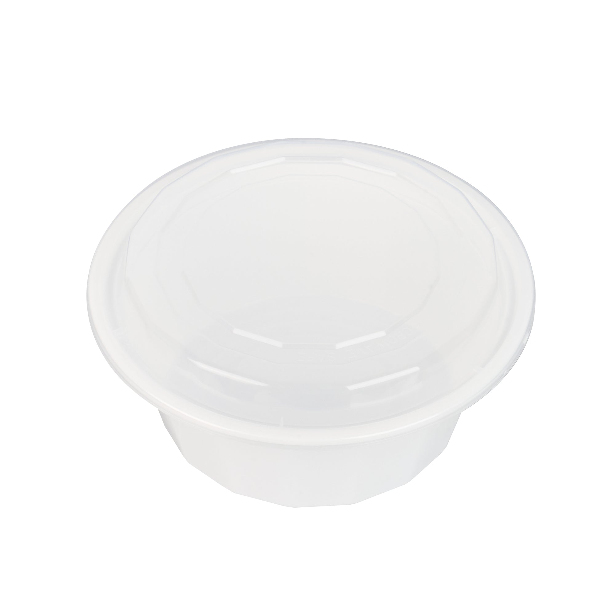 32 oz Round White Plastic Food Storage Containers with Clear Lids - Microwave Safe Takeout Boxes (7.25