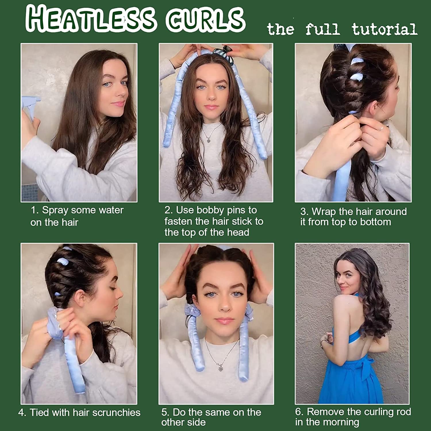 WENGONVILA Heatless Hair Curler Set - No Heat Curling Rod Headband for Overnight Styling, Satin Hair Rollers for Damage-Free Waves & Curls (Multi-Color) - Perfect for Bedtime, Travel & Natural Hairstyles