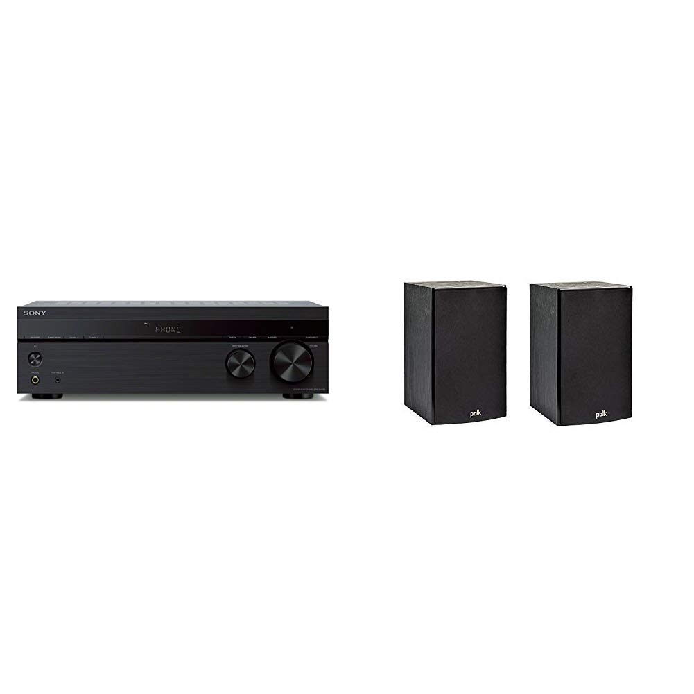 Sony STRDH190 2-Channel Stereo Receiver with Phono Inputs & Bluetooth - Polk Audio T15 100W Bookshelf Speakers (Pair) - Premium Home Theater Sound System for Movies, Music & Gaming | Dolby DTS Surround | Great Value