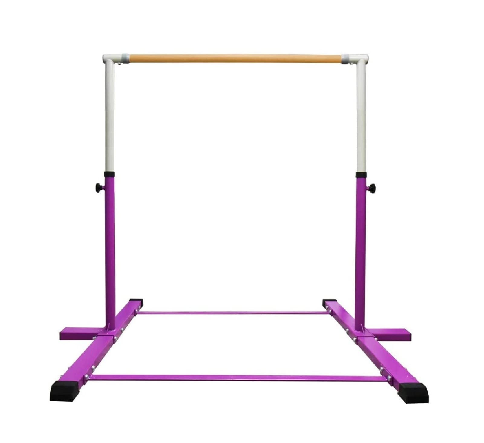 Adjustable Kids Gymnastics Bar - Professional Training Horizontal Bar for Junior Gymnasts (3-5FT Height, Purple Cushioned) | Perfect for Home Practice, Backyard Training & Gymnastics Skill Development