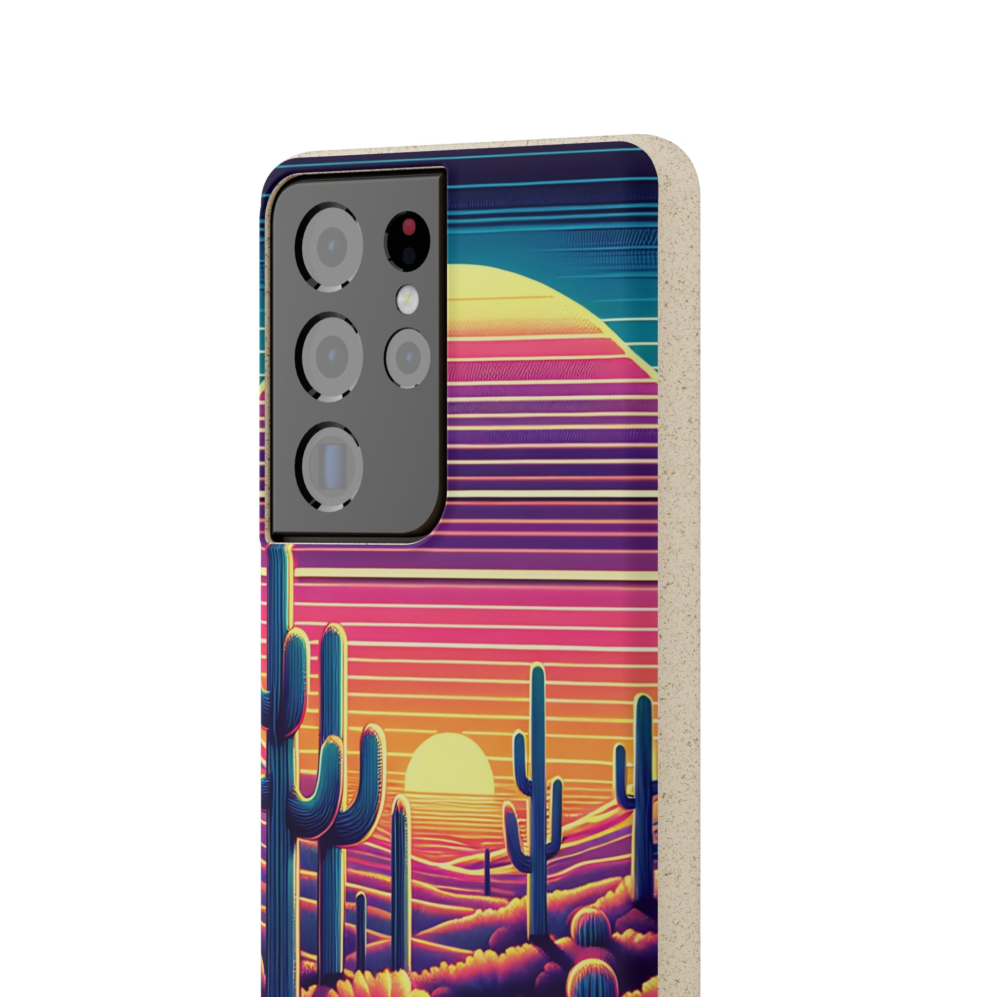 Eco-Friendly Biodegradable Phone Case - Matte Finish Sunset Desert Design, Wireless Charging Compatible for iPhone & Samsung | Perfect for Outdoor Adventures & Daily Use