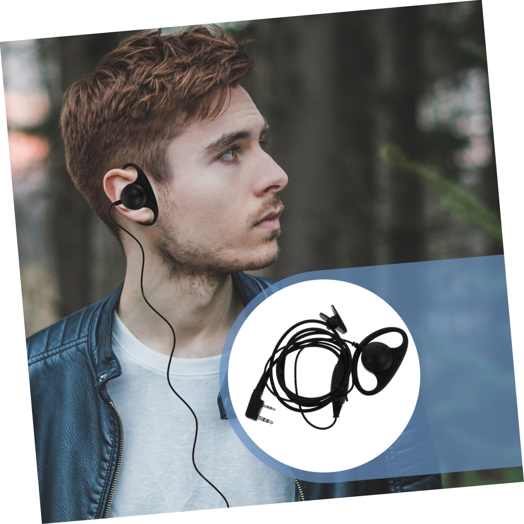 OSALADI Walkie Talkie Headset with Wired Intercom - Single Ear Hook Headphones for Two-Way Radio Communication - Ideal for Security, Construction, and Outdoor Adventures