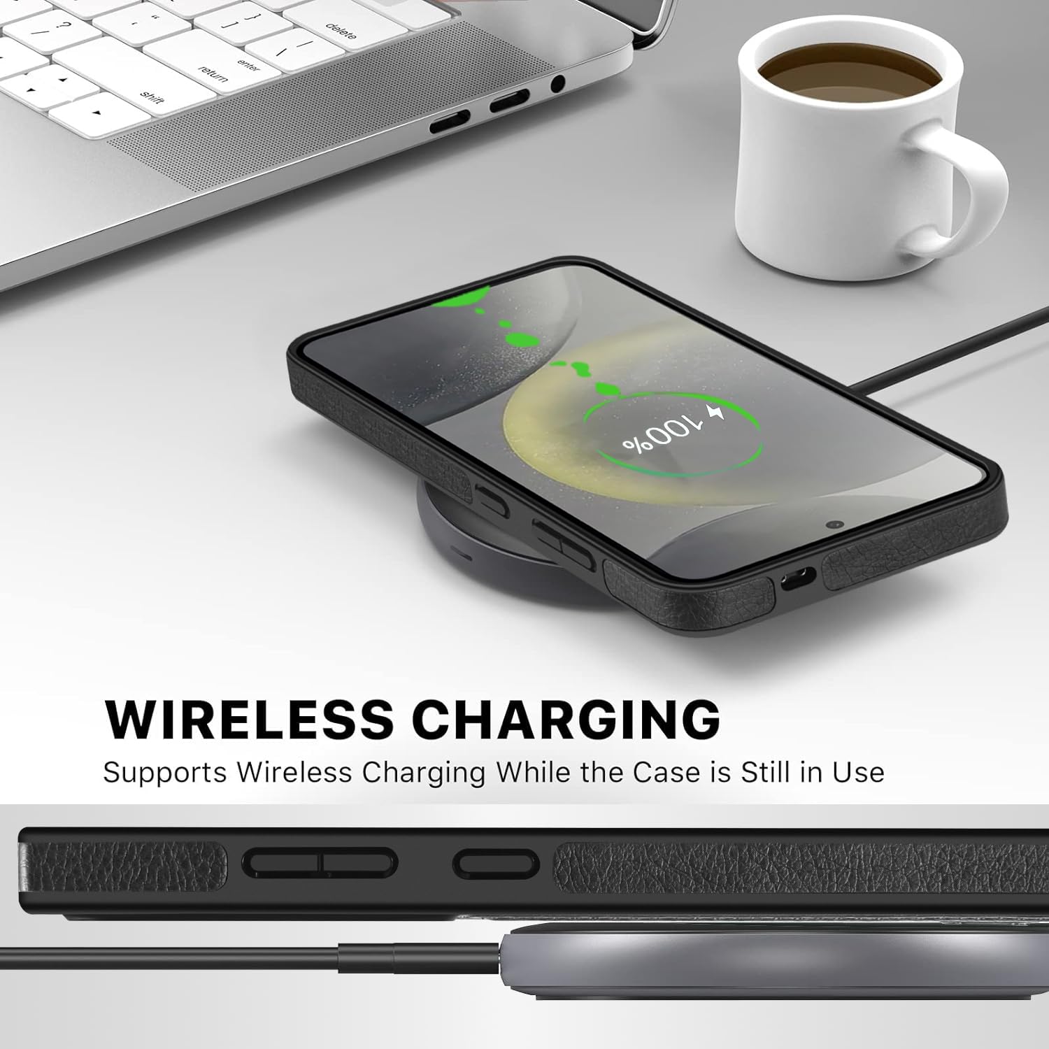 Premium Leather Case for Galaxy S24 with Stand - Slim Protective Cover for Men & Women | Perfect for Work & Travel (Black)