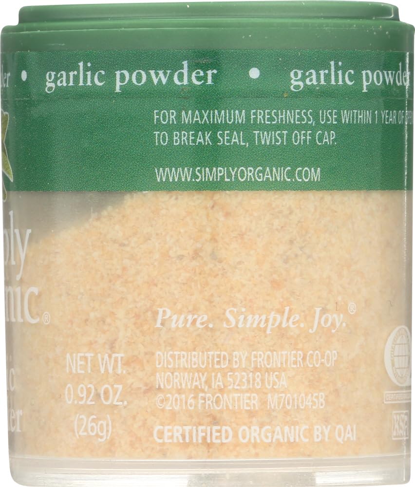 Simply Organic Mini Garlic Powder - USDA Certified Organic, 18 Pack (0.7oz Each) | Bulk Spices for Cooking, Baking & Meal Prep | Perfect for Seasoning, Sauces & Homemade Spice Blends