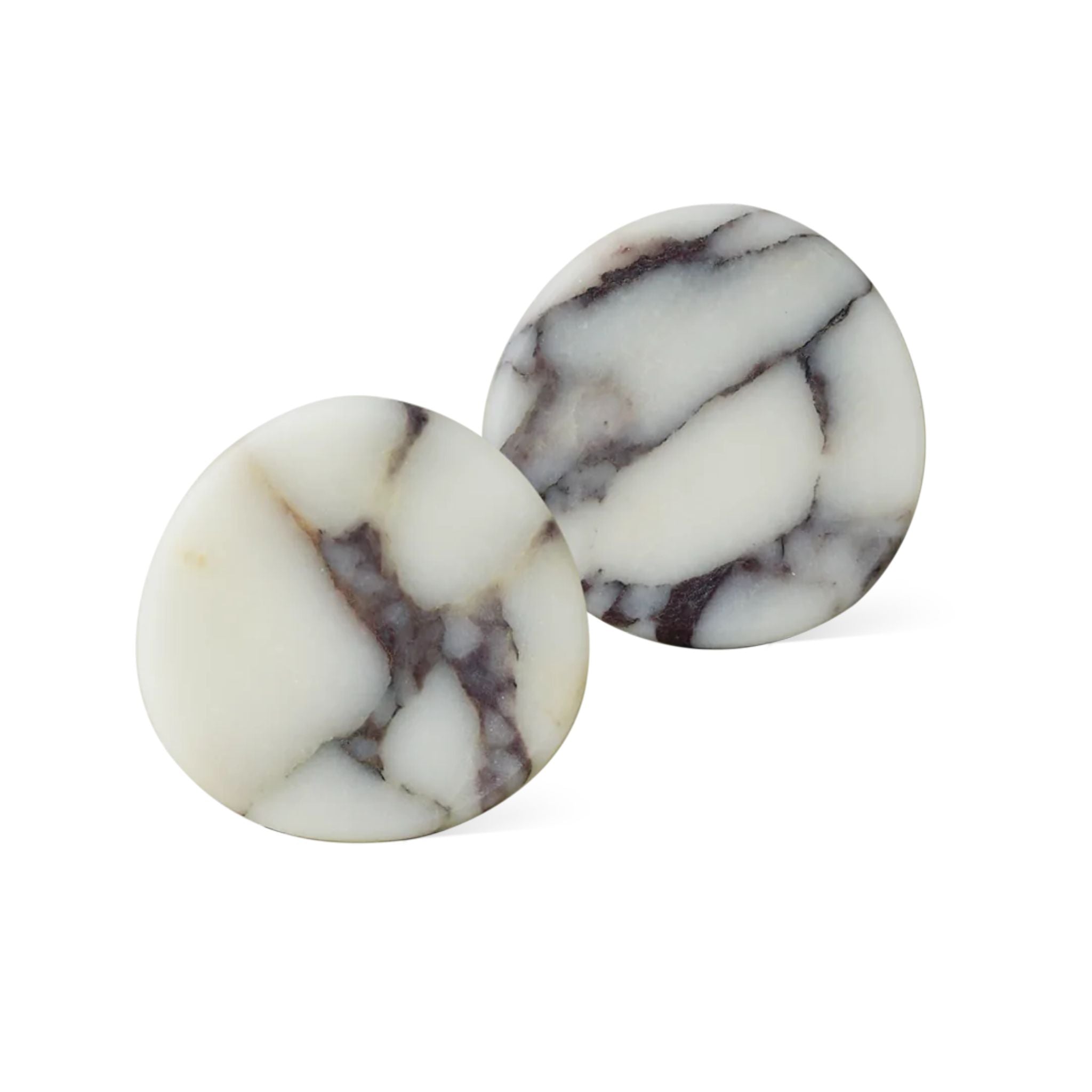Premium BLACK BLAZE Stone Coasters Set of 2 - Calacatta Viola Marble Drink Coasters for Wine, Coffee & Cocktails - Elegant Home Bar & Dining Table Accessories