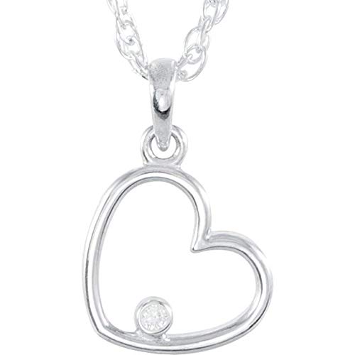 0.03 CTW Sterling Silver Diamond Heart Pendant Necklace - 18