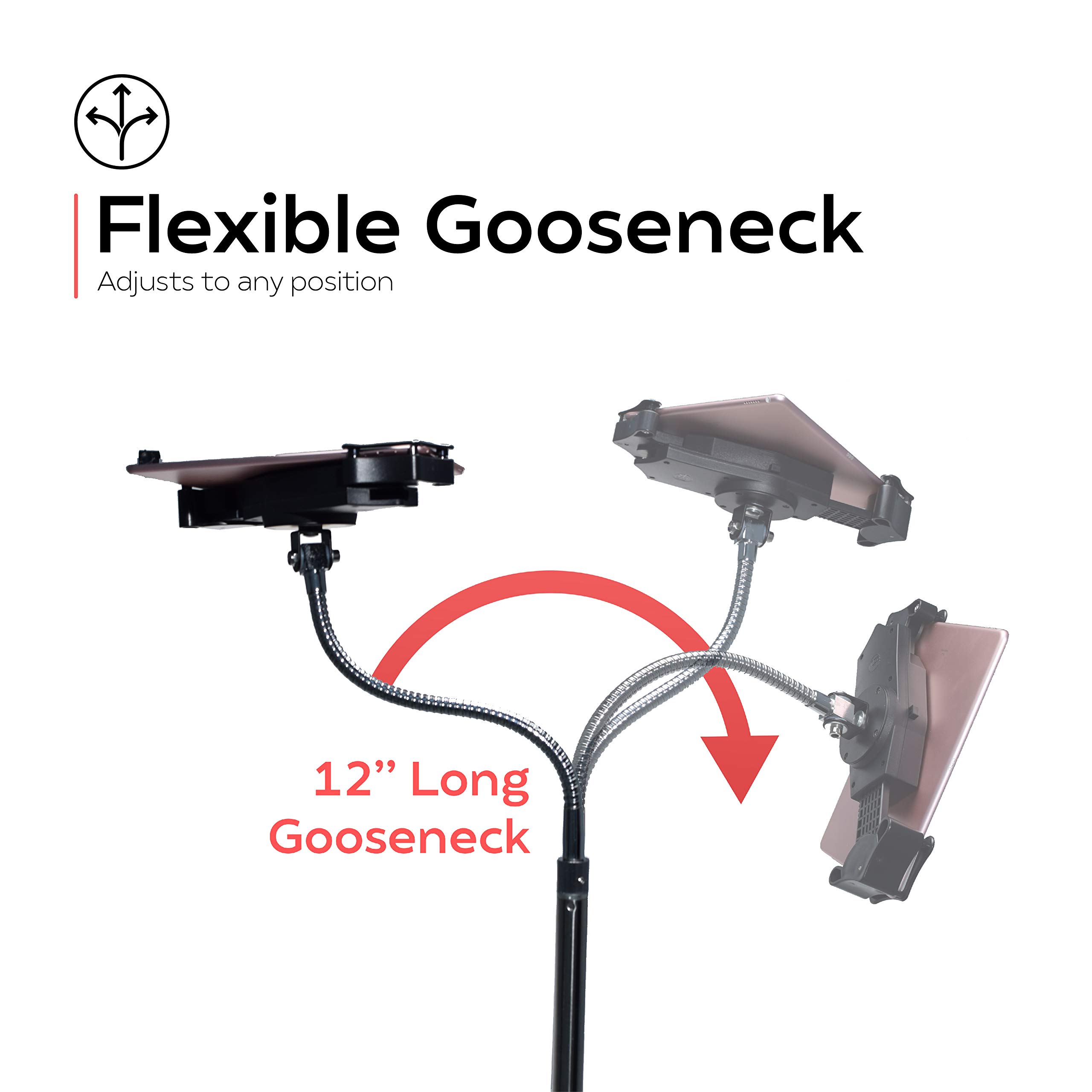 Adjustable Gooseneck Floor Stand for iPad 2/3 - CTA Digital PAD-AFS - Perfect for Home Office, Classroom & Hands-Free Viewing