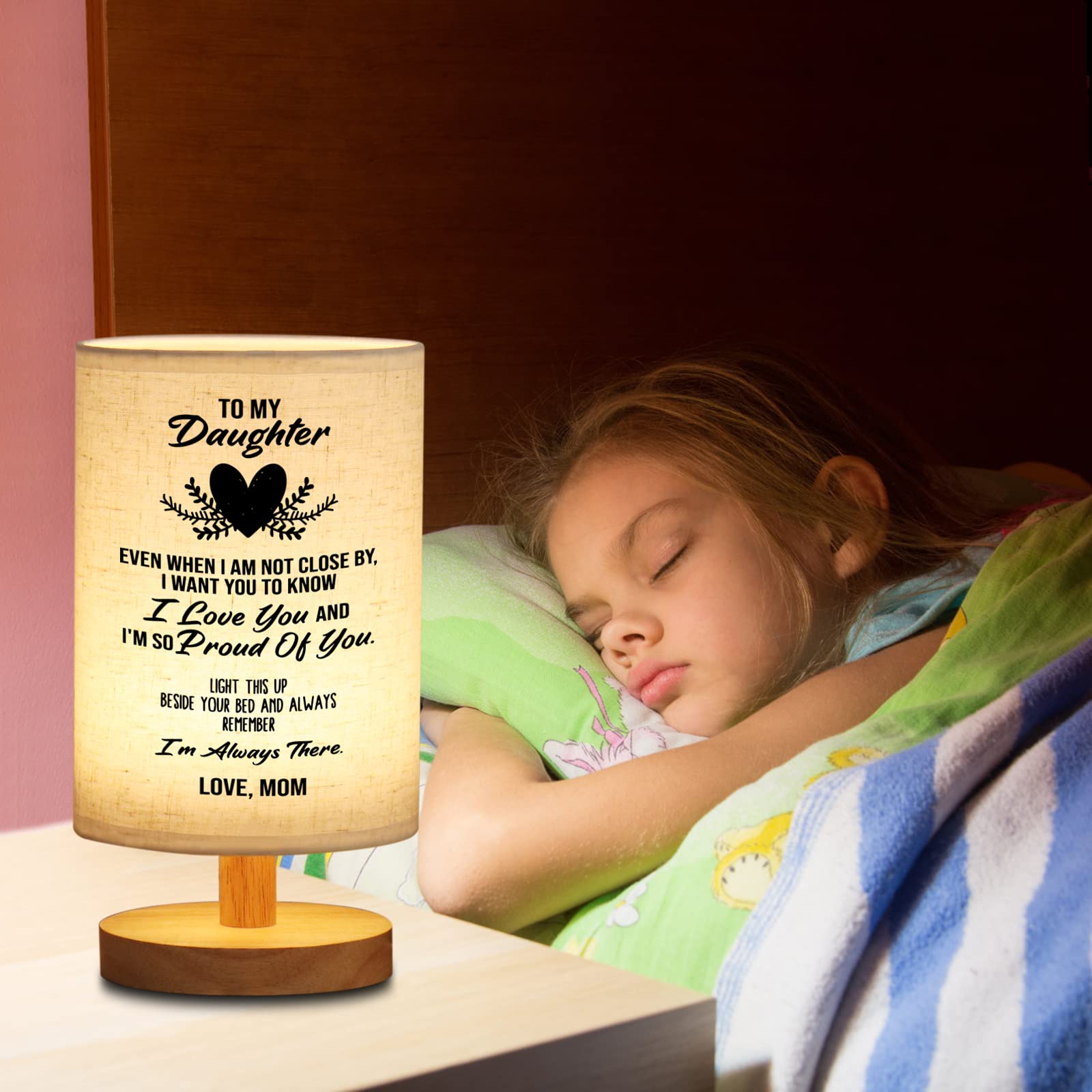 WSYEAR Daughter Gifts from Mom - Heartwarming Table Lamp for Daughter's Birthday, Mother's Day, Anniversary & Wedding | Thoughtful Gift Ideas for Special Occasions | Perfect for Bedroom, Nursery & Dorm Decor