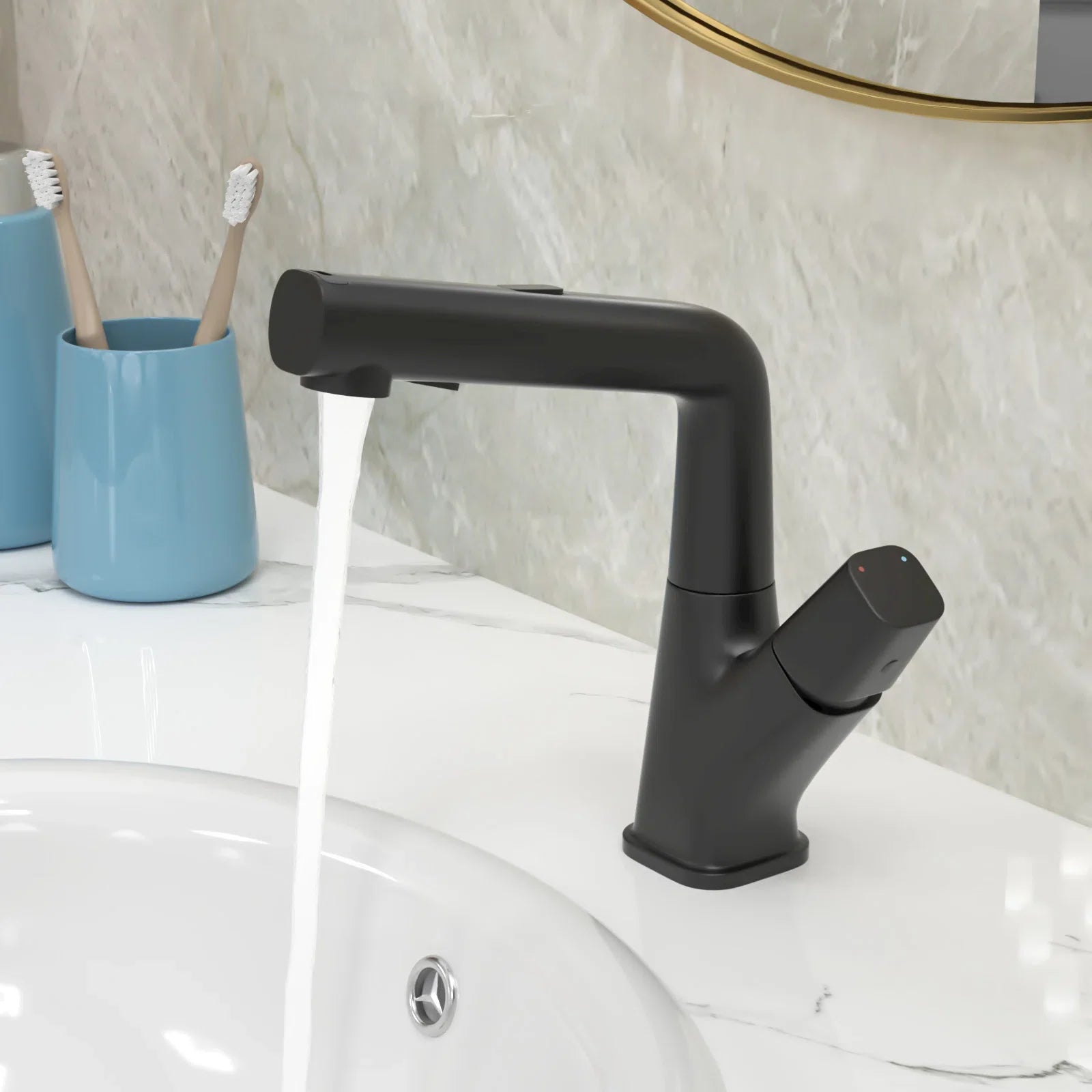 Lordear Stainless Steel 3-Mode 360° Rotating Pull Down Sprayer Bathroom Faucet - Perfect for Kitchen Sink, Bathroom Vanity & Utility Sink Installation