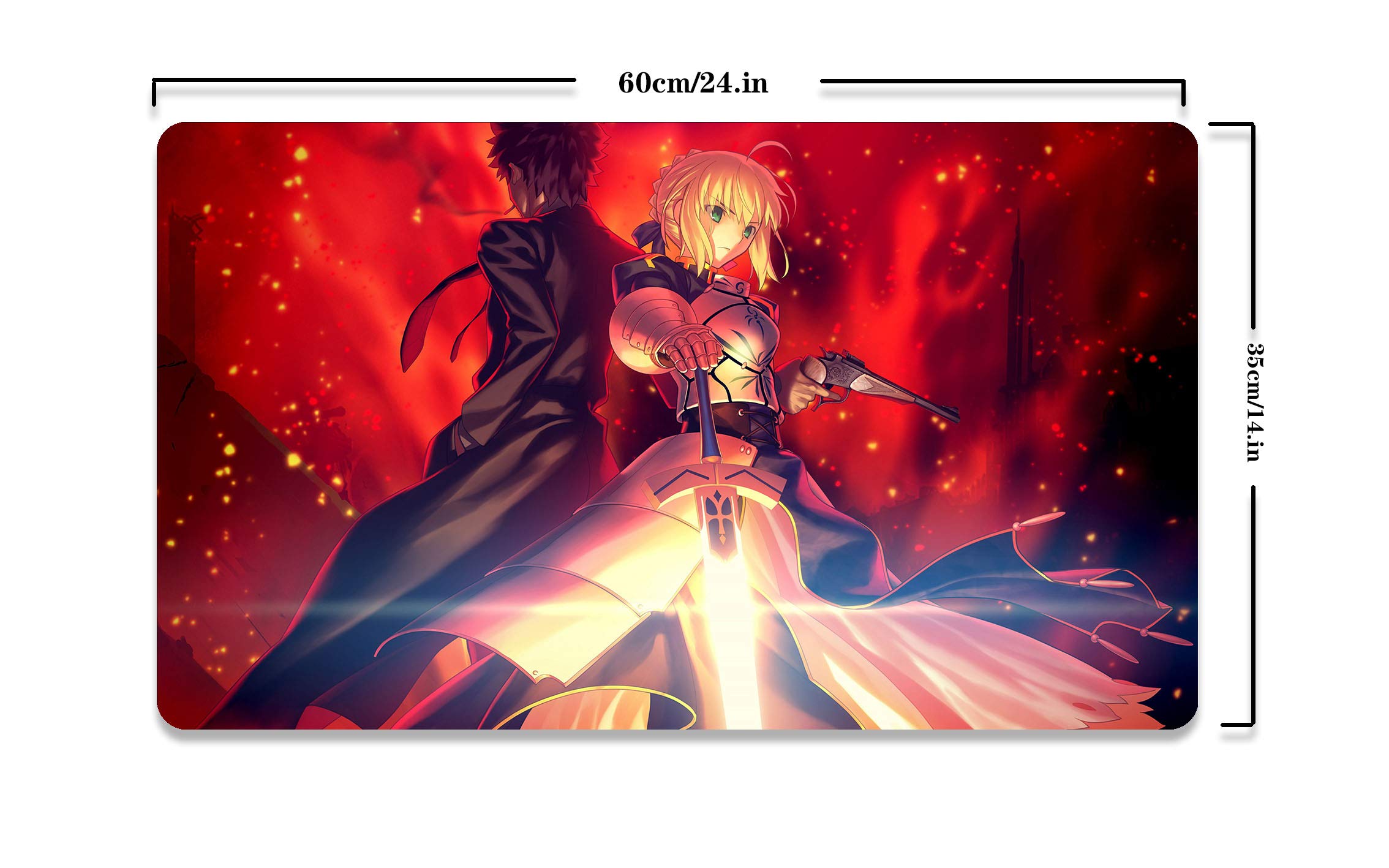Fate Stay Night Anime Mouse Pad - Large Gaming & Office Desk Mat for Keyboard & Mouse - Saber & Fate Grand Order Themed - Non-Slip Computer Table Mat (435) - Perfect for Anime Fans, PC Gamers & Office Work