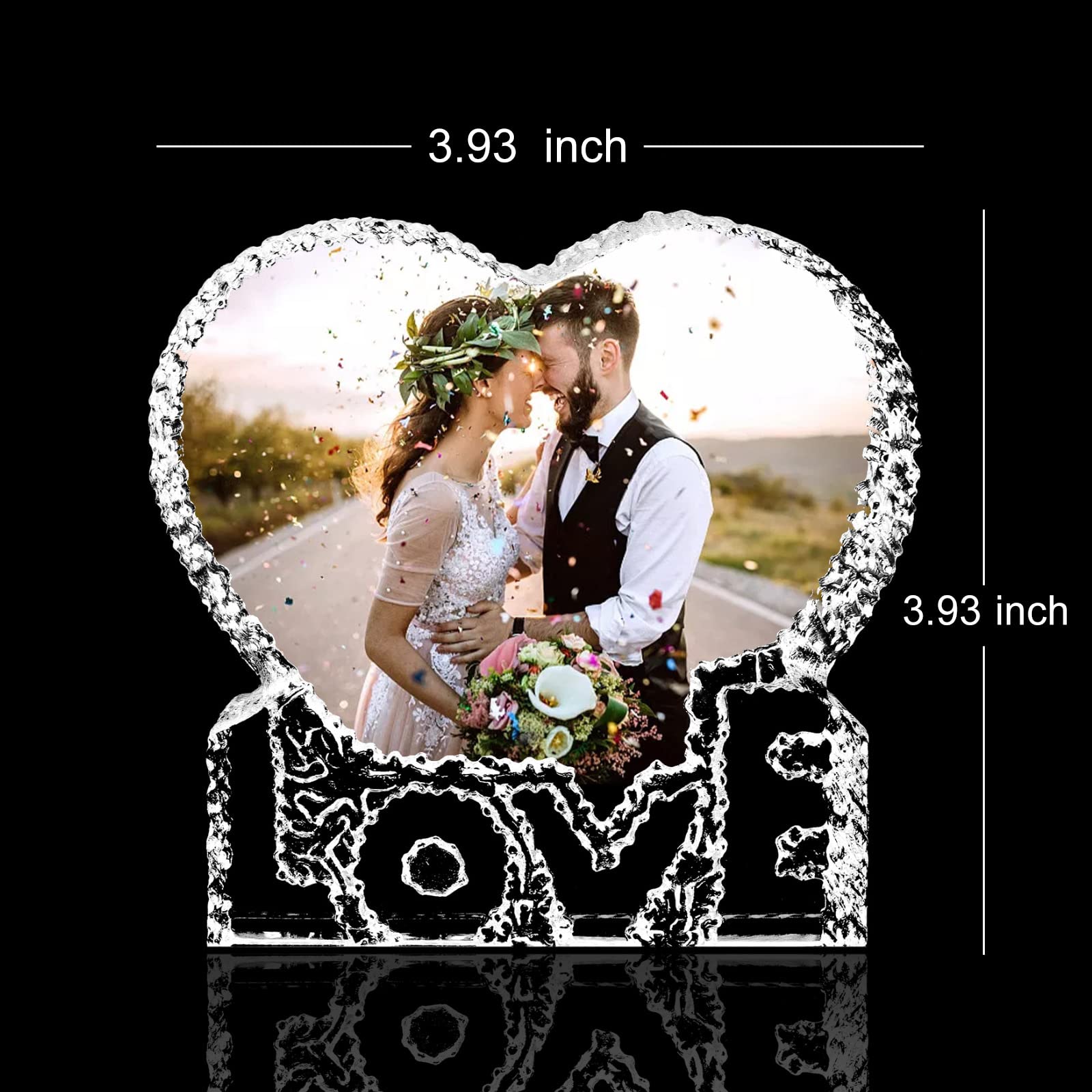 Personalized Crystal Photo Frame for Couples - Custom Engraved Love Gift for Wife, Husband, Anniversary, Valentine's Day, Christmas & Birthday - Perfect for Home Decor, Wedding Keepsake & Romantic Surprises