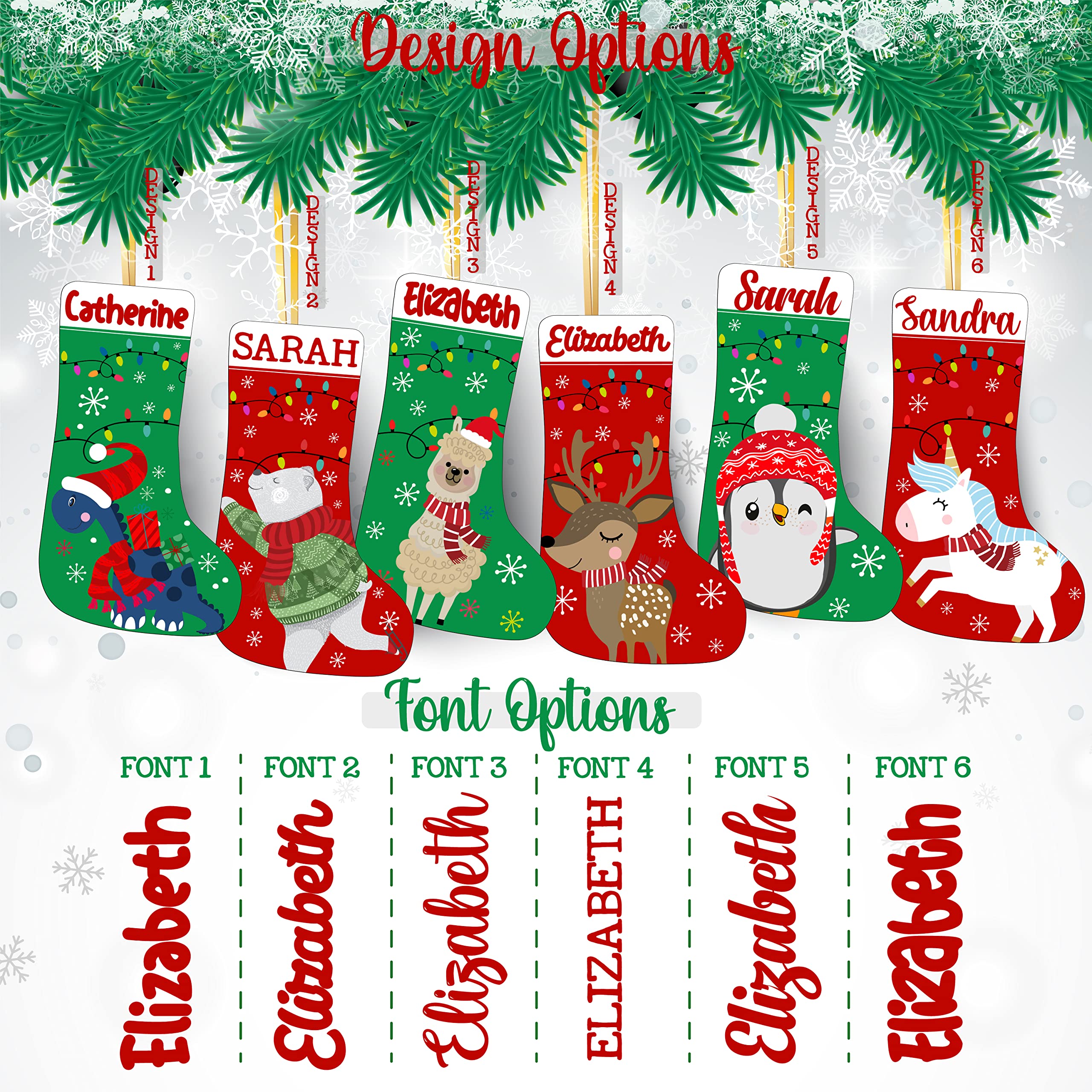 Personalized Christmas Stockings with Name - 6 Animal Themes & 6 Font Options - Custom Holiday Stockings for Family & Kids - Fireplace Decorations - Perfect for Christmas Gifts, Home Decor & Holiday Celebrations