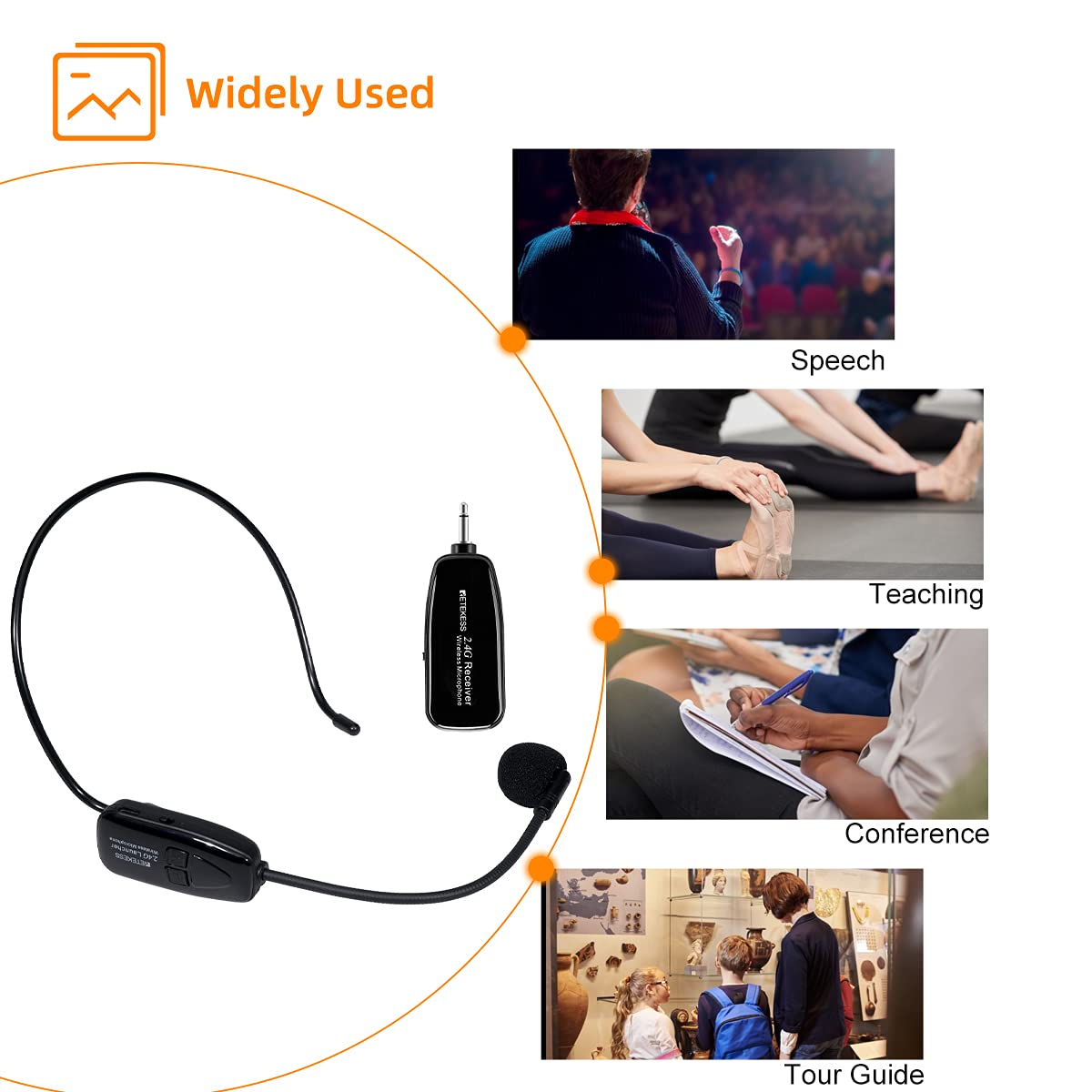 Retekess TT123 2.4G Wireless Microphone Headset System - 164ft Range, Dual Headset & Handheld Mic for Tour Guides, Teachers, Presenters - Perfect for Voice Amplification, PA Systems, Public Speaking, and Outdoor Events