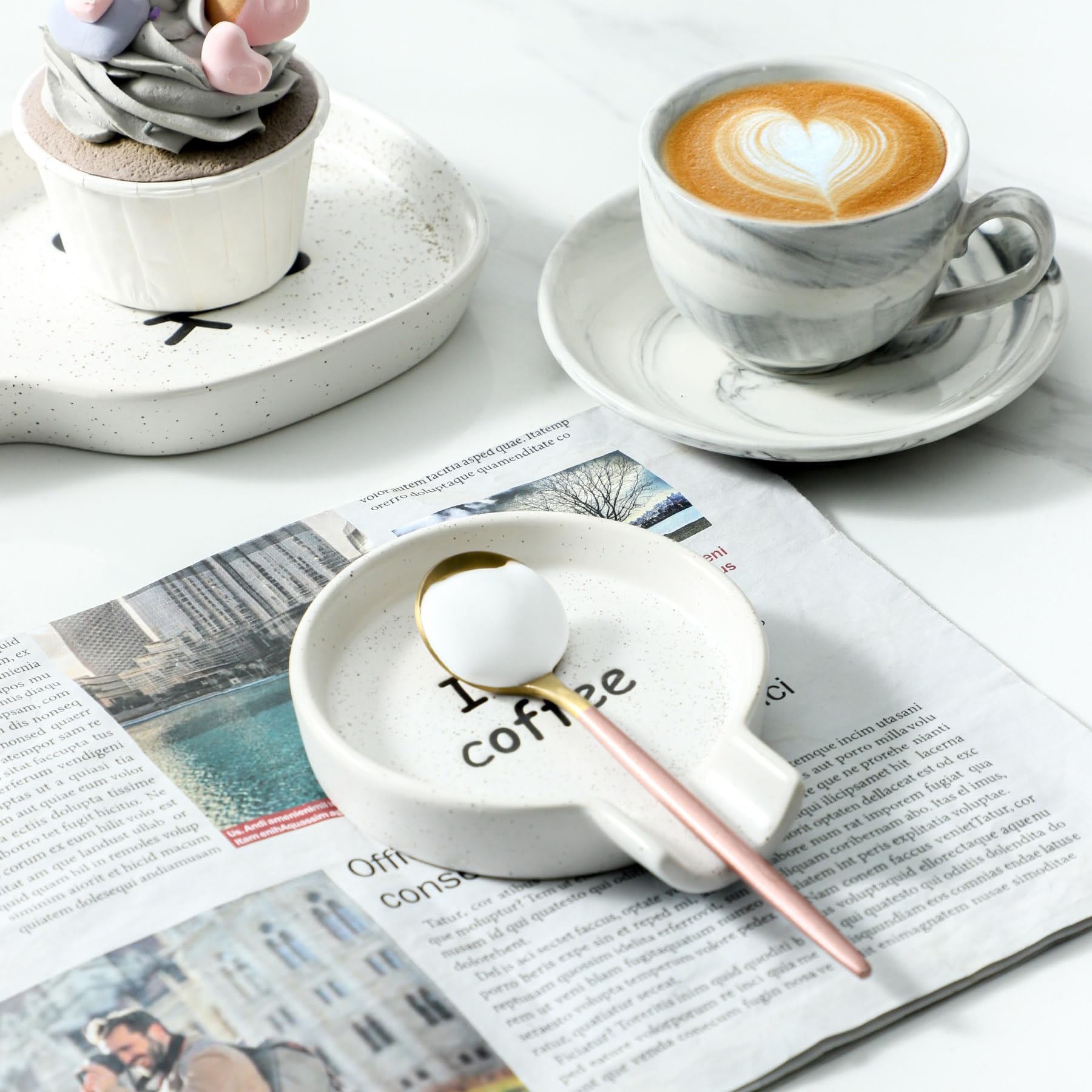 Ceramic Spoon Rest Holder for Teaspoons, Bar Spoons & Coffee Stirrers - Decorative Kitchen Accessory for Coffee & Tea Stations - Perfect for Home, Cafe & Restaurant Use